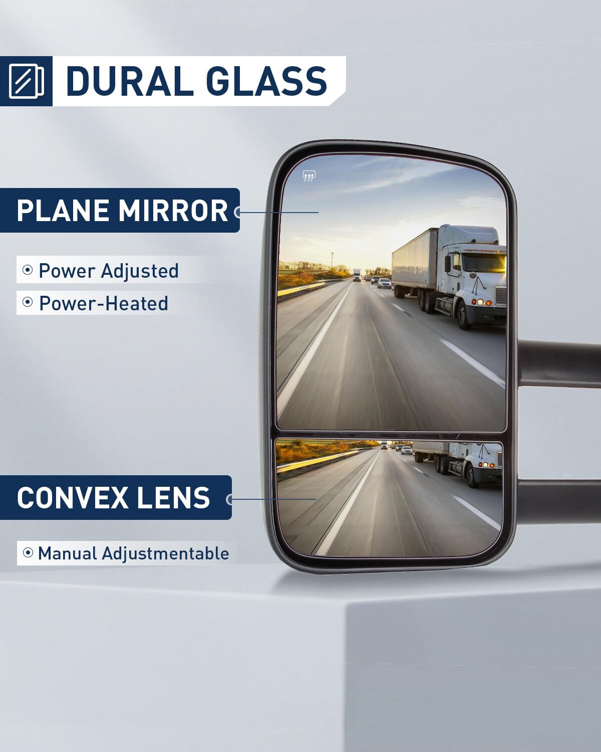 ECCPP Power Heated Towing Mirrors - Black Housing, Left & Right Side Adjustable - Compatible with 2014-2018 Chevy/GMC 1500 & 2015-2019 Chevy/GMC 2500HD/3500HD - Perfect for Towing, Off-Roading & Enhanced Visibility