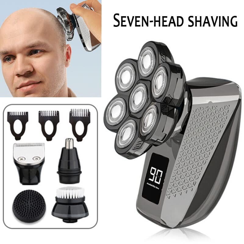 5-in-1 Rechargeable Electric Razor for Men - Beard Trimmer, Body Groomer & Head Shaver Kit | Wet/Dry Use for Face, Chest, Back & Bald Head Grooming | Perfect for Travel & Daily Shaving Routine