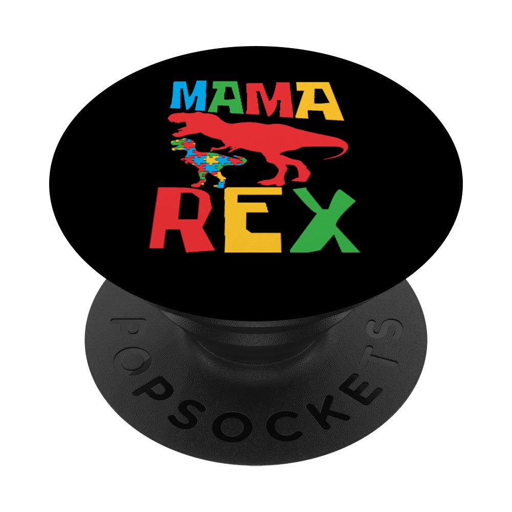 Autism Awareness PopSocket Grip - Mama Rex Dinosaur Puzzle Design, Swappable Phone & Tablet Accessory for Autism Moms, Perfect for Daily Use & Travel