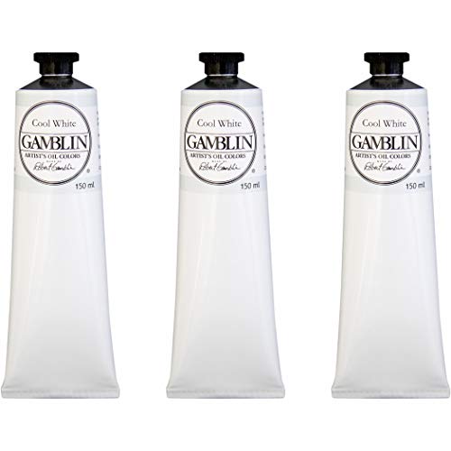 Gamblin Professional Artist Oil Paint Set - Cool White - 150ml Tubes (3 Pack) | High-Quality Oil Paints for Canvas Painting, Portrait Art & Fine Art Studios