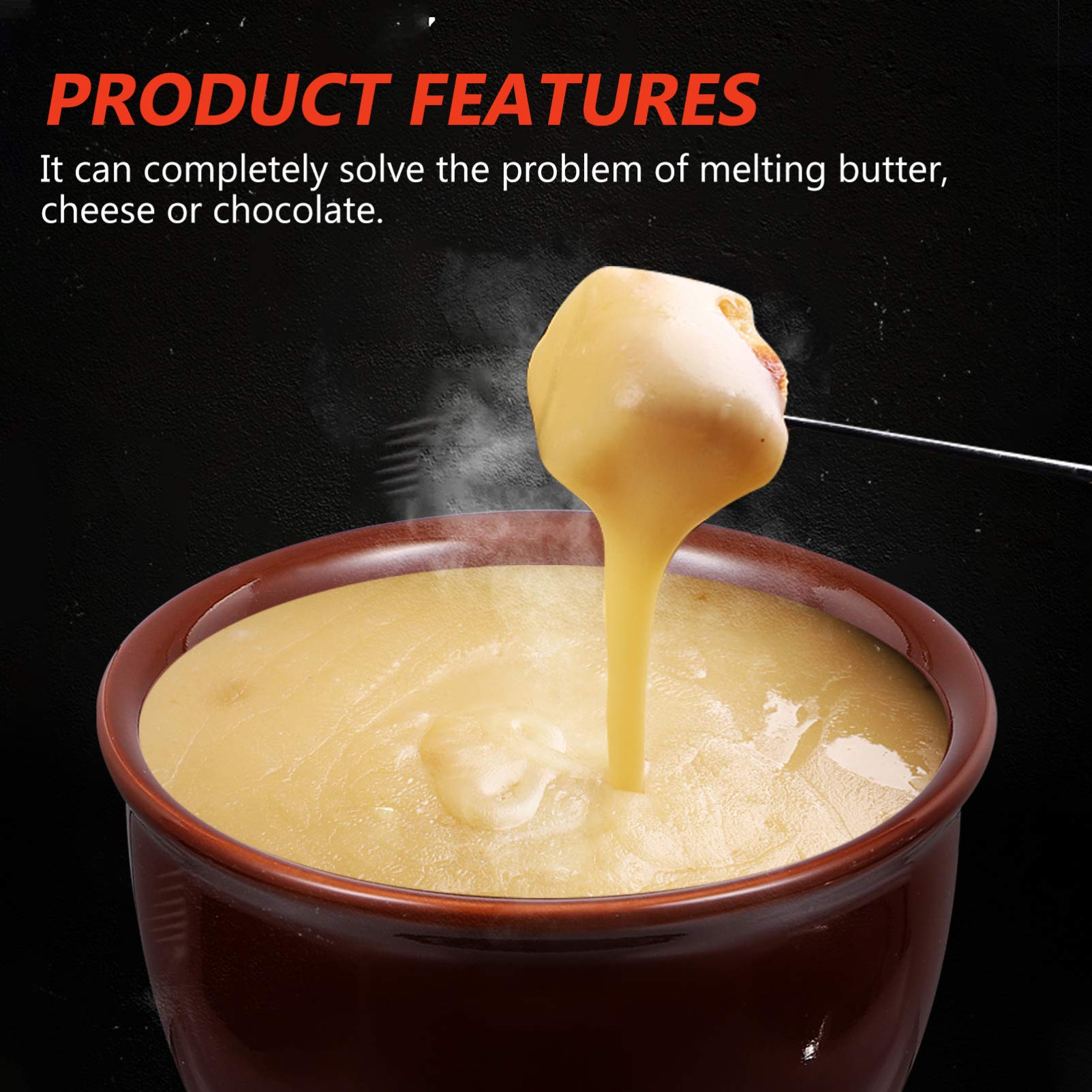 YARNOW 6-Piece Ceramic Fondue Set with Tealight Warmer - Chocolate Melting Pot, Cheese Fondue Maker, Butter Warmer for Parties, Valentine's Day & Family Gatherings