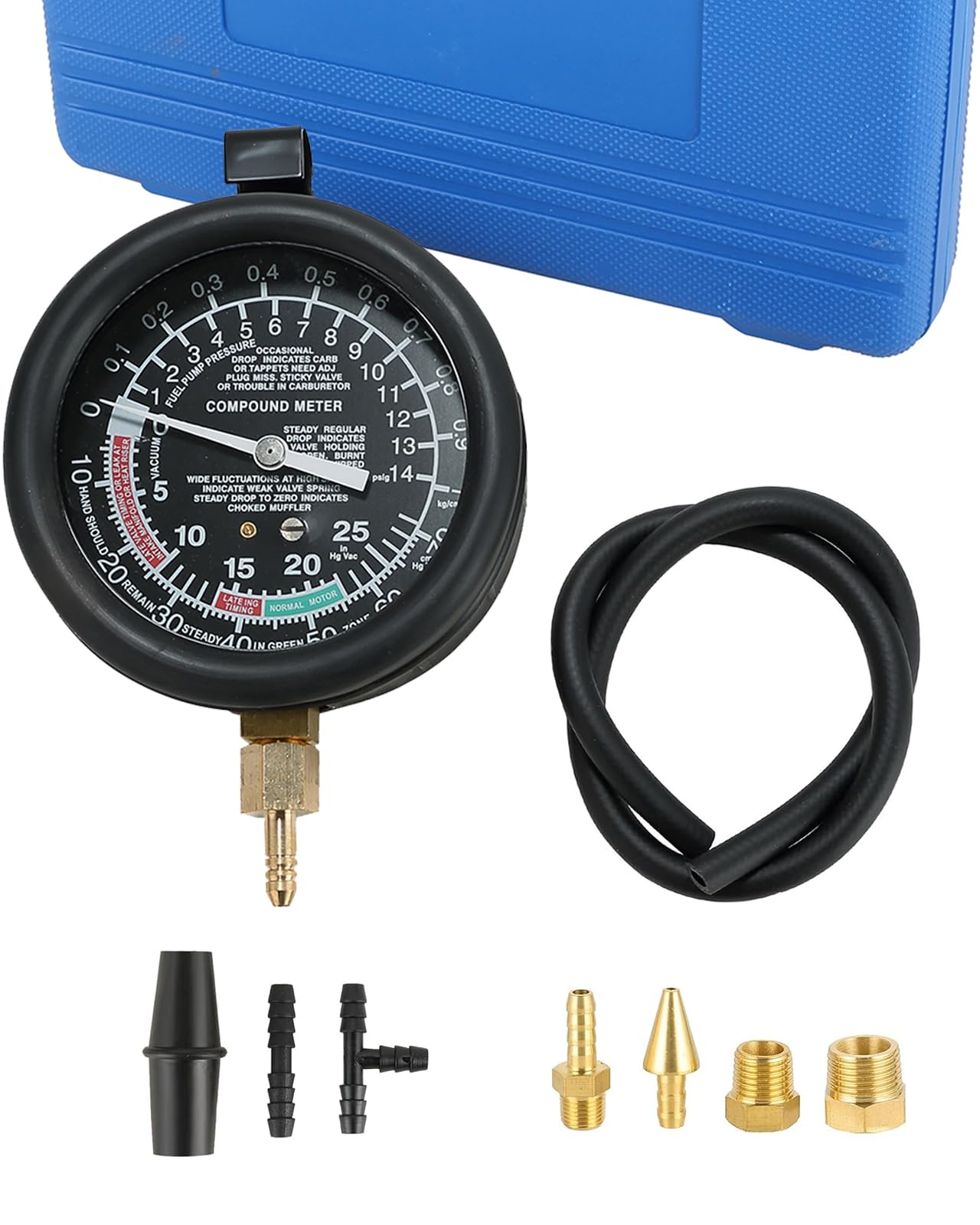 DASBET Professional Car Vacuum Tester & Fuel Pump Pressure Gauge Kit - Automotive Diagnostic Tool for Carburetor Leak Testing, Engine Performance Analysis - Perfect for Mechanics, DIY Auto Repair & Vehicle Maintenance