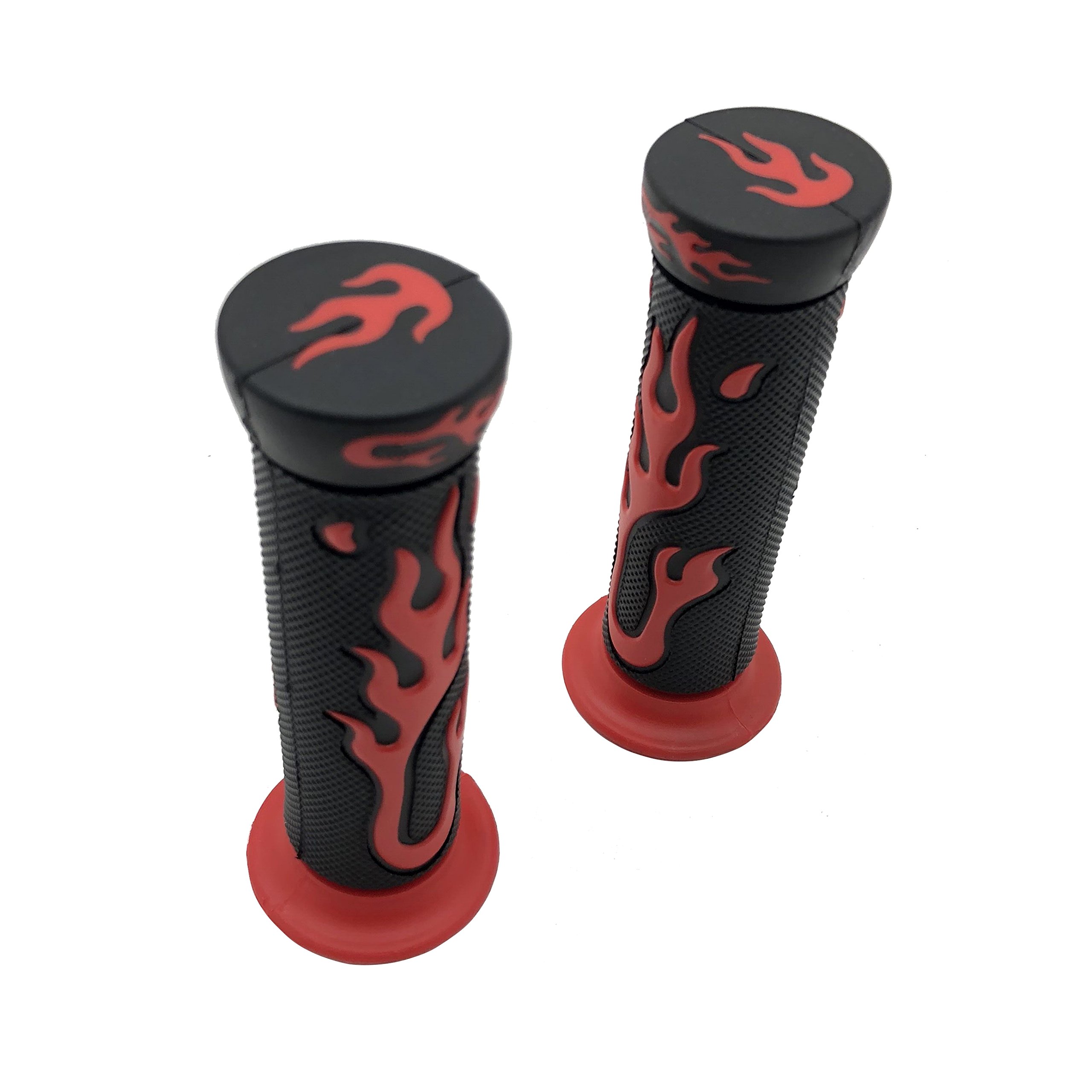 HTTMT XH4067-RED-22 ATV Watercraft Flame Gel Style Grips - Red Quad Handlebar Grips (7/8 Inch Both Sides) for Off-Road Motorcycles, Dirt Bikes & ATVs - Comfortable Non-Slip Control