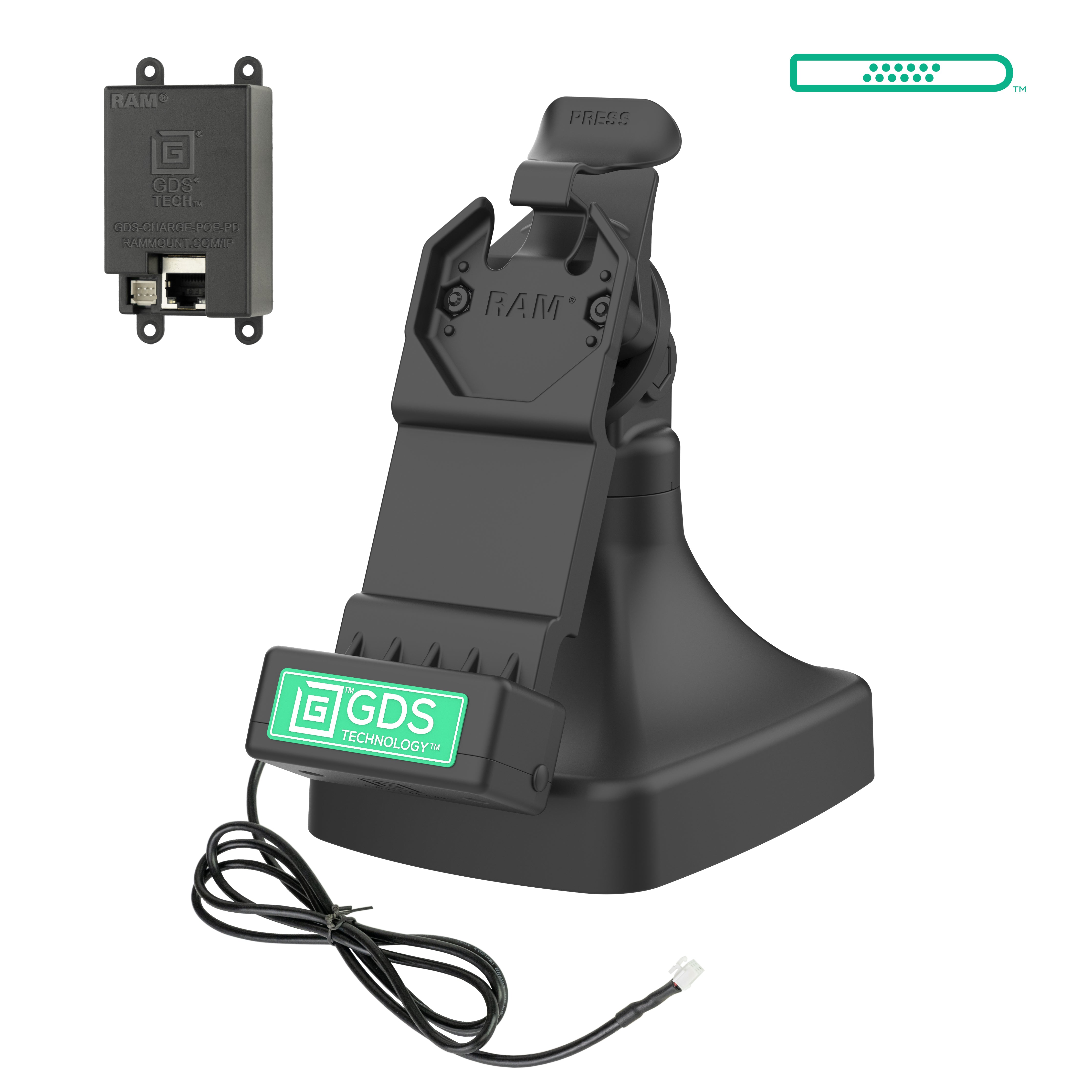 GDS® Uni Conn™ Tilt & Swivel Dock with PoE - Universal Mounting Solution for IP Cameras & Security Systems (RAM GDS DOCK D14 U1E) - Perfect for Home, Office & Commercial Surveillance Installations