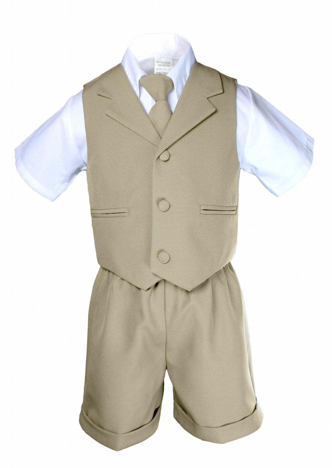 6-Piece Baby Boy Formal Shorts Suit Set with Vest & Bow Tie - Khaki Toddler Outfit (Sizes S-4T) | Perfect for Weddings, Parties & Special Occasions