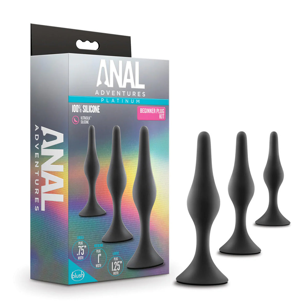 Anal Adventures Platinum Silicone Beginner's Butt Plug Training Kit - 3 Piece Set for Comfortable Anal Play, Stretching & Relaxation | Perfect for Solo Exploration & Couples Play