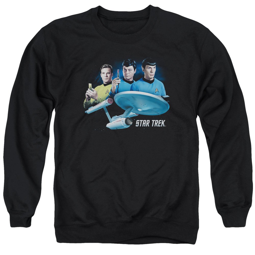 Star Trek Main Three Unisex Crewneck Sweatshirt for Men & Women - Comfortable Cotton Pullover for Sci-Fi Fans, Cosplay & Casual Wear