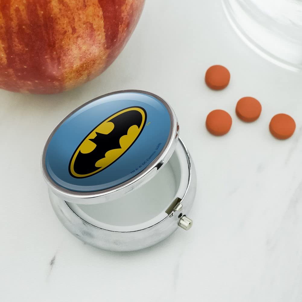 Batman Classic Bat Shield Logo Pill Case - Keychain, Trinket Box & Gift for Fans - Perfect for Cosplay, Collectibles & Everyday Use