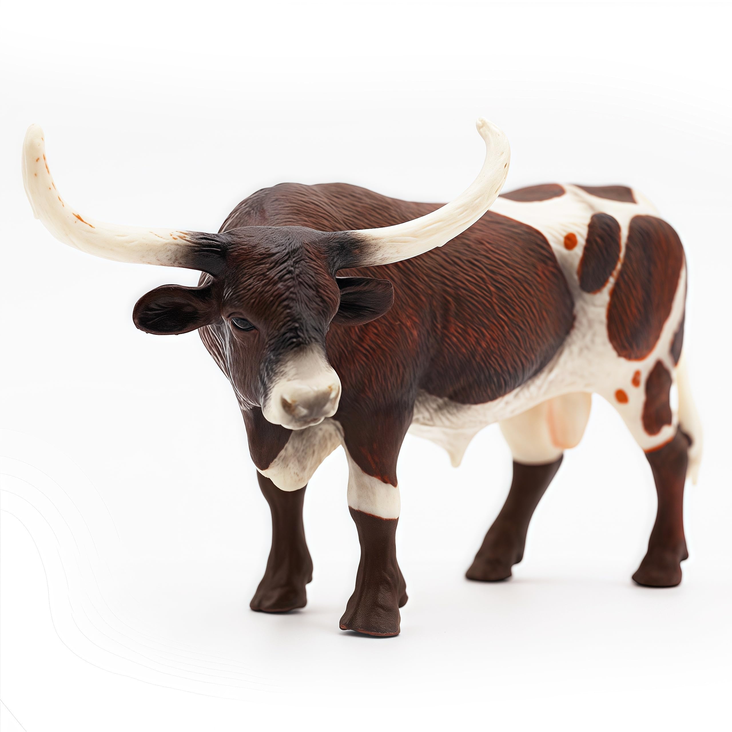 Gemini & Genius Realistic Hand-Painted Longhorn Cow Action Figure - 6 Inch Durable Farm Animal Toy for Kids, Boys & Girls - Perfect for Farm Playsets, Educational Gifts & Pretend Play Scenes