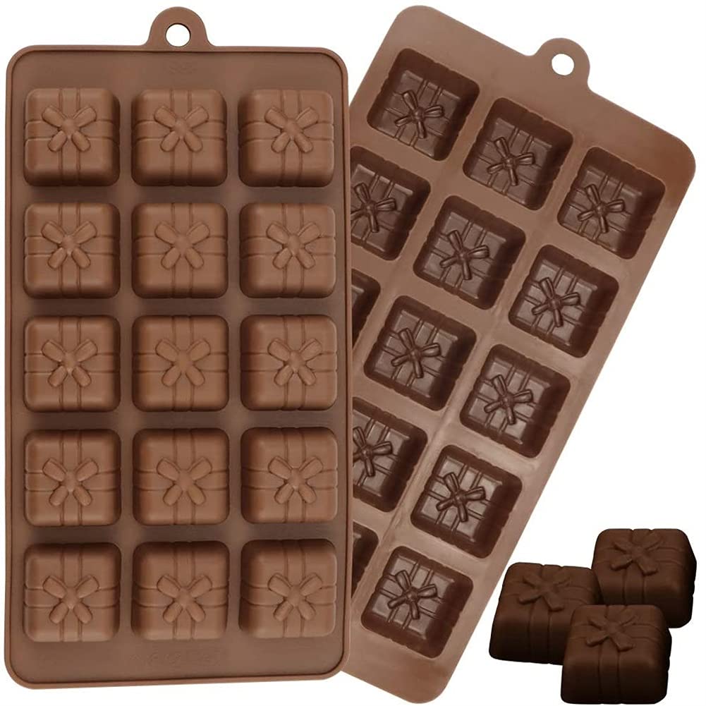 2 Packs Silicone Chocolate Molds for Gummy, Hard & Soft Candies, Ice Cubes, Cake Toppers - Reusable Baking Molds for DIY Desserts, Party Treats & Holiday Cooking (Easy to Clean & Food Safe)