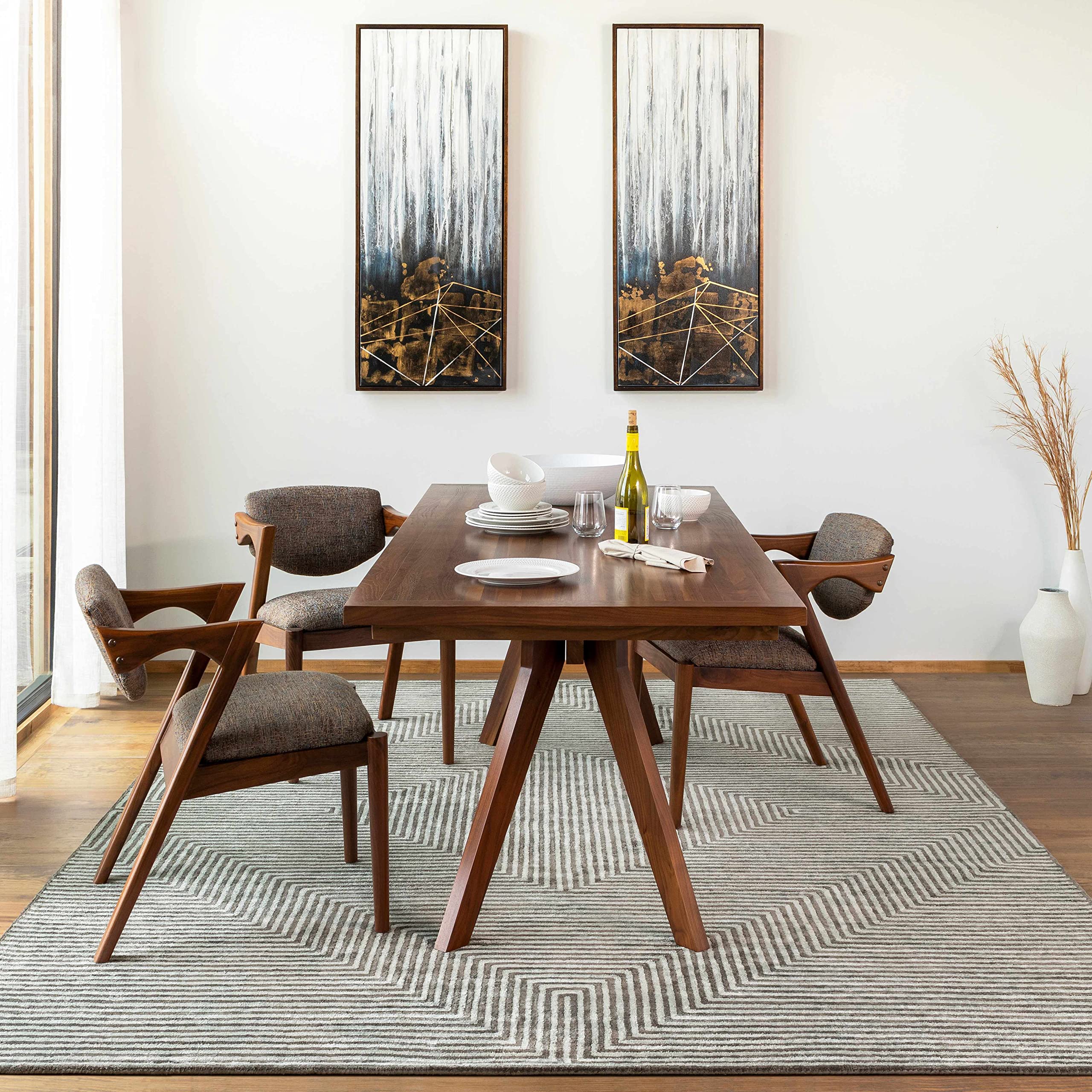 Hauteloom Allston Modern Area Rug 3' x 5' - Soft Gray & Blue Living Room Rug - Non-Slip Bedroom Carpet for Home Decor - Perfect for Cozy Spaces & Family Gatherings