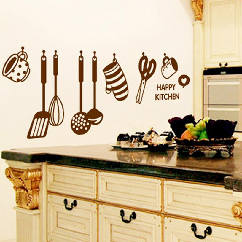 DIY Removable Happy Kitchen Wall Decal - Super Deal Vinyl Home Decor Stickers (HYM02) for Modern Kitchens & Home Renovation