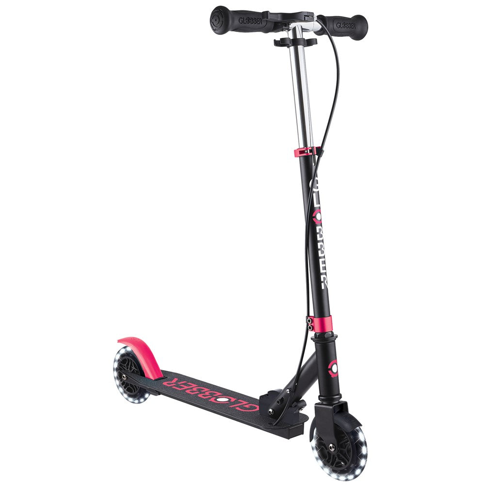 Globber Flow Element Junior LED Lights Scooter for Kids - 3 Wheel Kick Scooter with Adjustable Handlebar - Perfect for Outdoor Play, Commuting & Neighborhood Rides