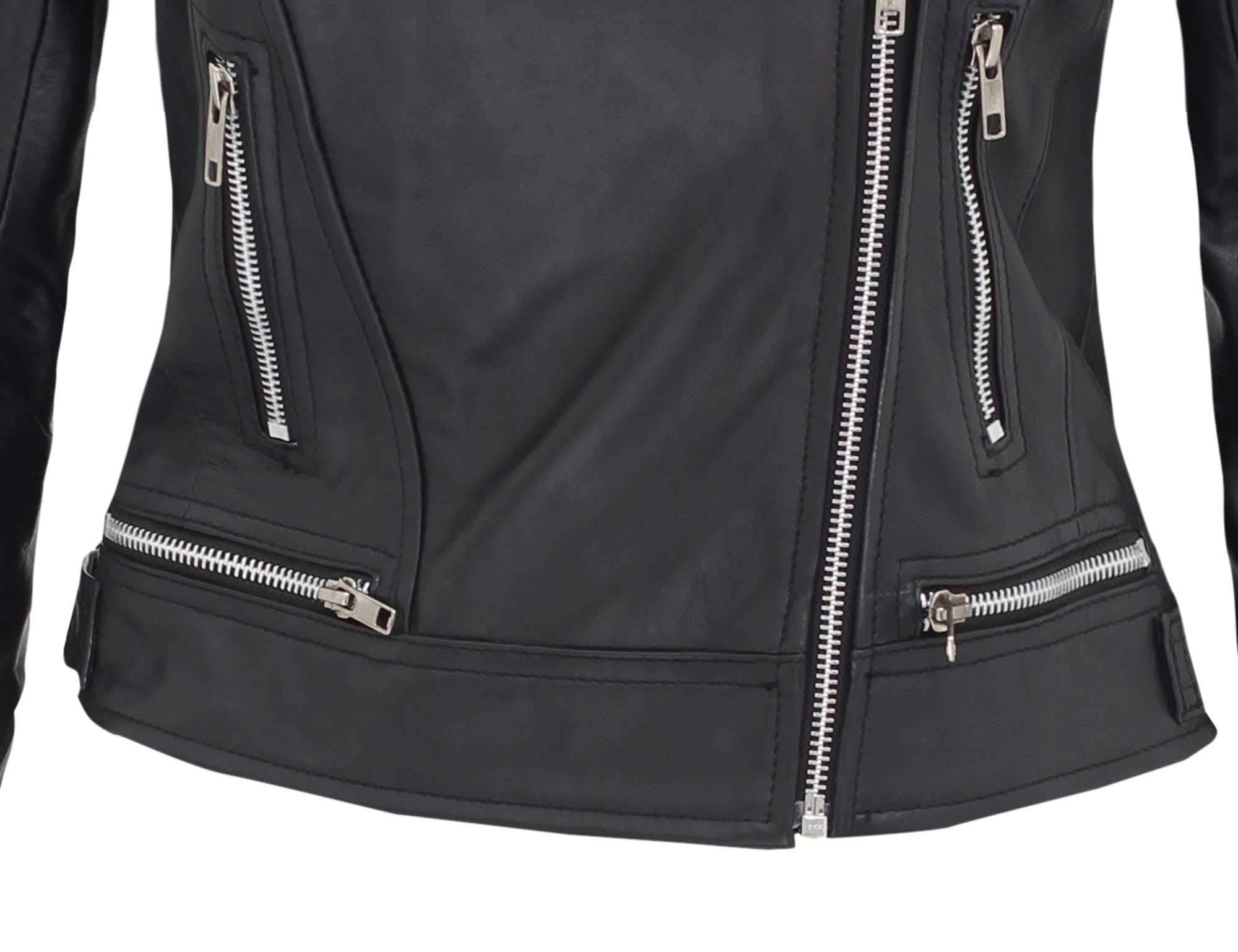 Blingsoul Genuine Leather Jackets for Women - Asymmetrical Biker Jacket with Zipper | Stylish Outerwear for Motorcycle Riding, Night Out & Fashion Streetwear