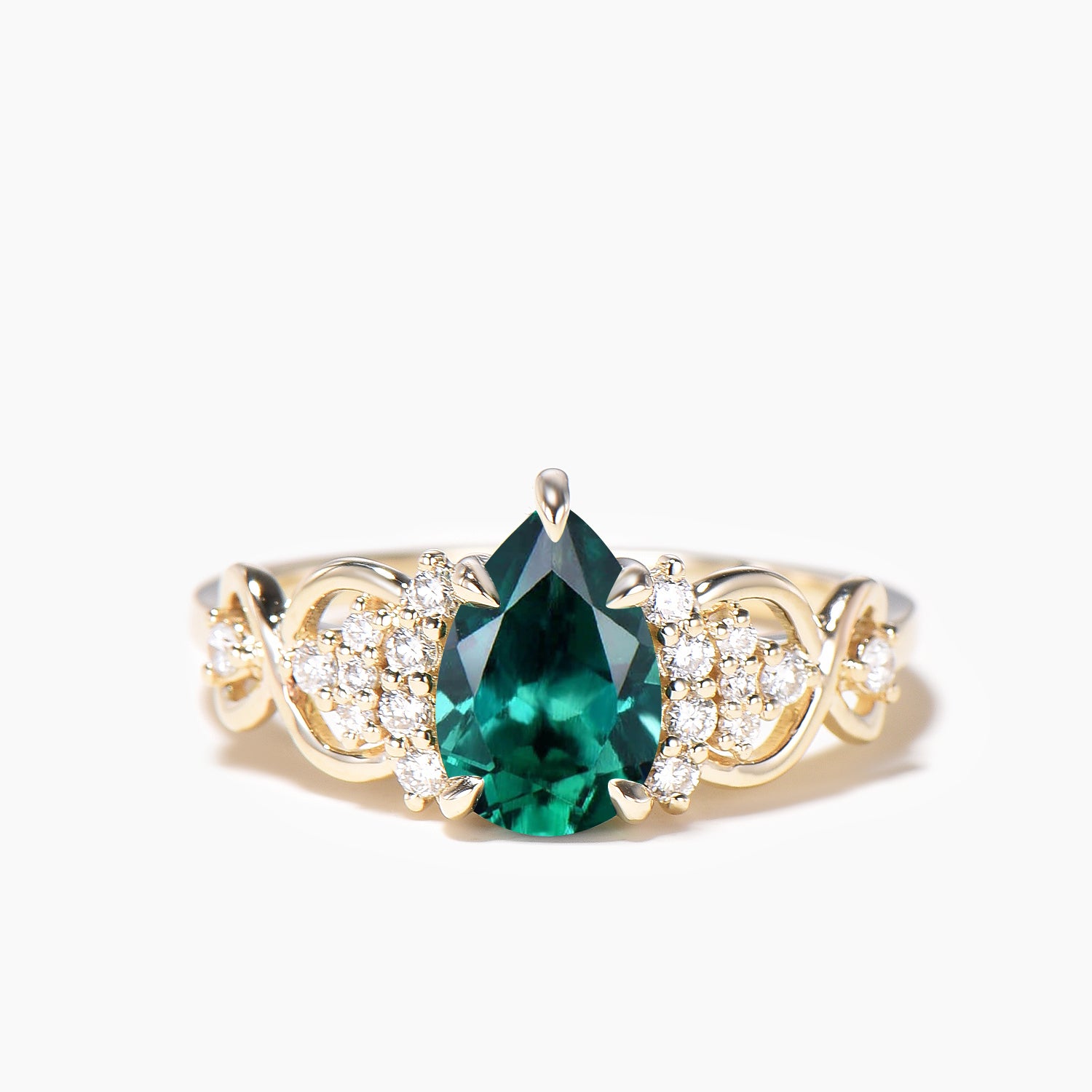 Emerald and Diamond Infinity Engagement Ring - Vintage Art Deco Celtic Wedding Band for Women | Perfect for Proposals, Anniversaries, and Special Occasions