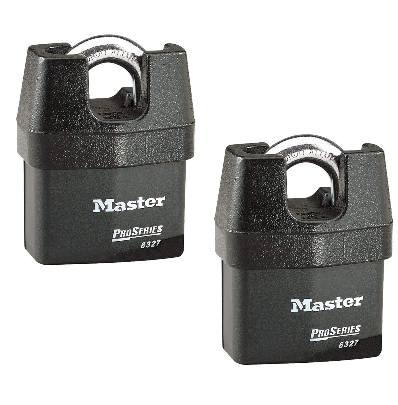 Master Lock Pro Series 6327NKA-2 High Security Padlock (2-Pack) with BumpStop Technology - Heavy Duty Outdoor & Indoor Use for Gates, Storage Units & Toolboxes