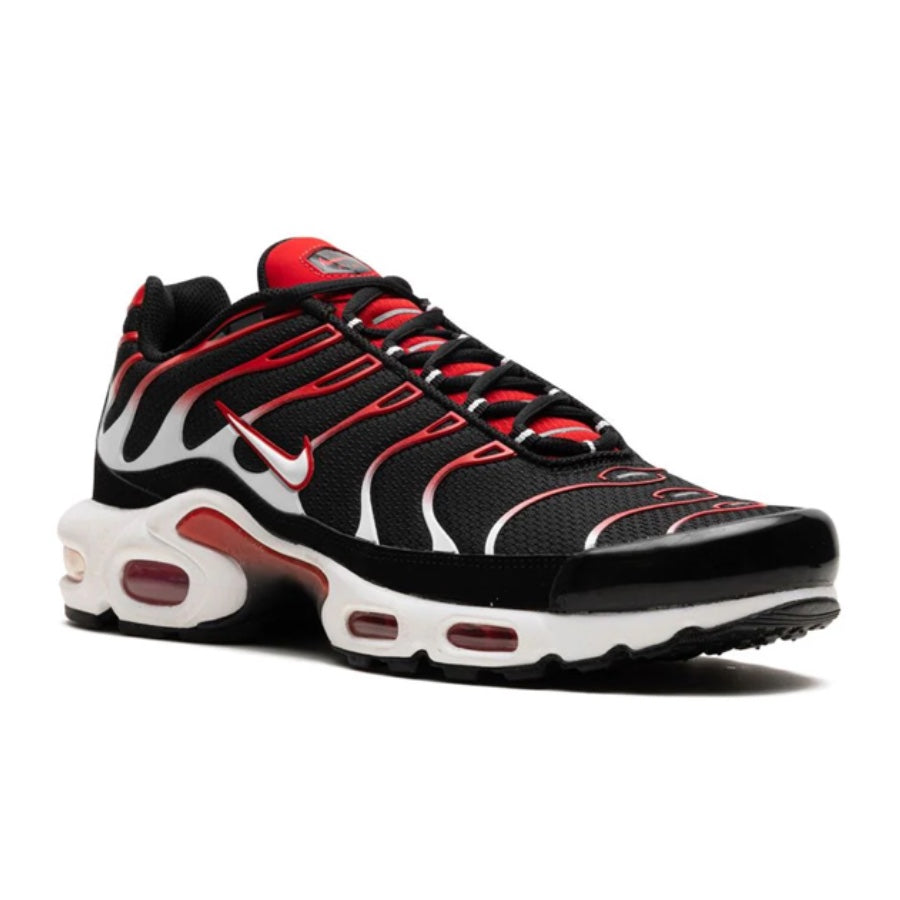 Nike Air Max Plus Running Shoes - Black, White & University Red Colorway - Perfect for Jogging, Gym Workouts & Casual Wear
