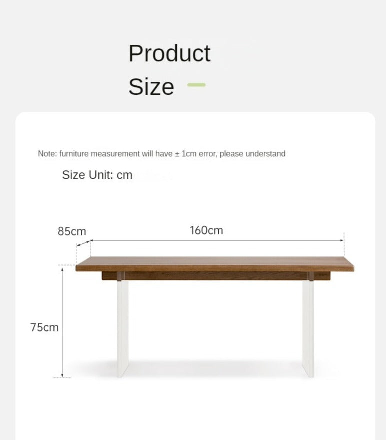 Solid Oak & Black Walnut Acrylic Floating Dining Table - Large Size Modern Wooden Table for Dining Room, Kitchen, and Open Concept Living Spaces