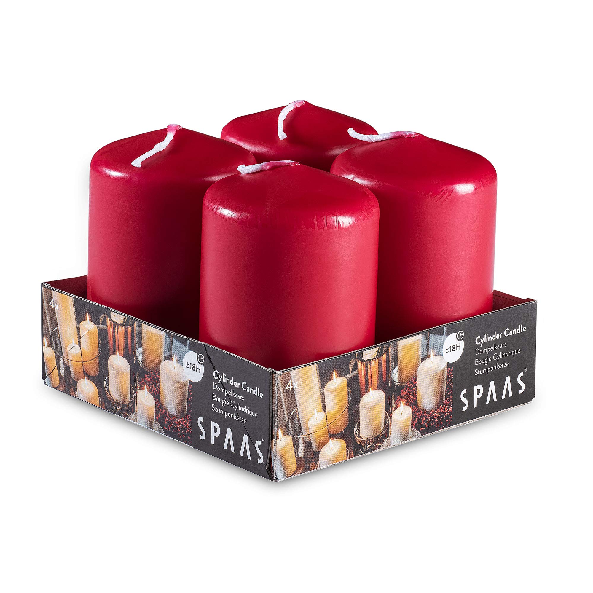 SPAAS 4-Pack Red Pillar Candles (2x3 Inch) - Unscented Decorative Candles for Lanterns, Home Décor, Wedding Centerpieces, Fireplace & Kitchen Decorations | Perfect for Romantic Dinners, Holiday Decor, Table Settings & Cozy Ambiance