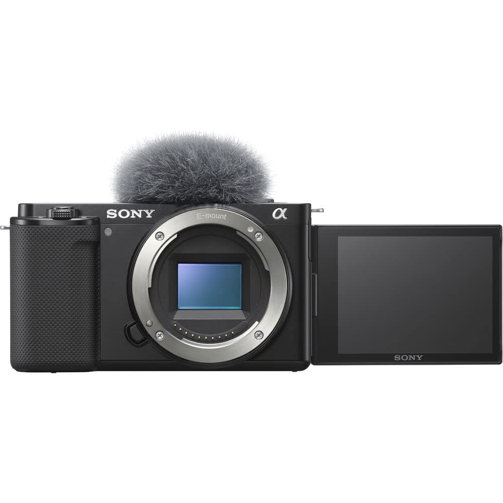 Sony ZV-E10 Mirrorless Camera Body (Black) with 64GB Memory Card, Camera Bag, Card Reader, HDMI Cable, Flex Tripod, Hand Strap & Cleaning Kit - Perfect for Vlogging, YouTube Content Creation & Travel Photography (Renewed)
