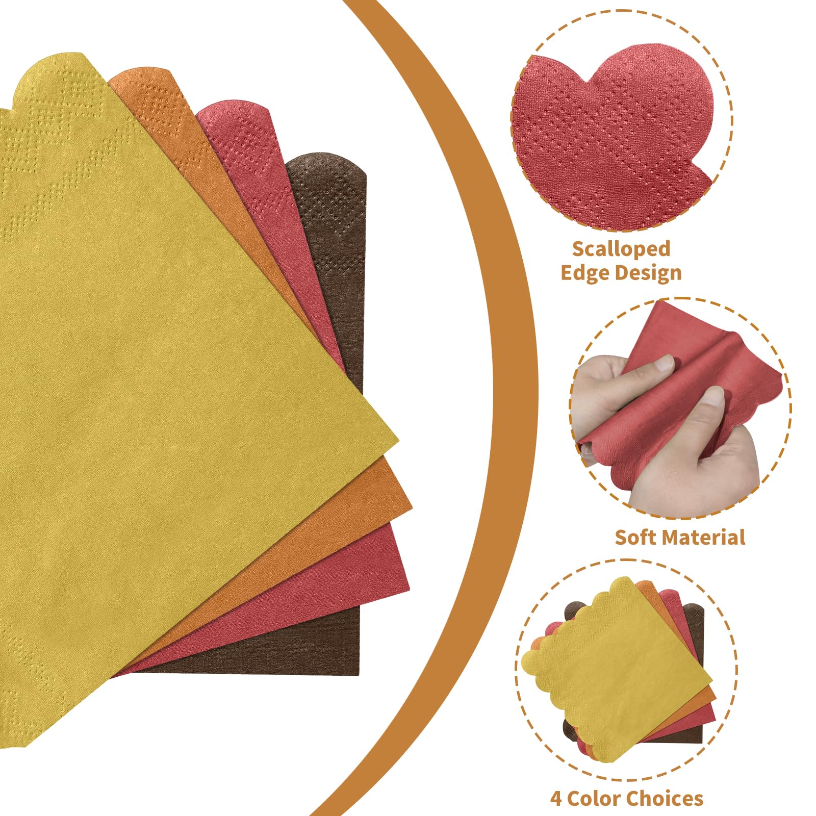120 Pack Disposable Terracotta Napkins 5x5 Inch - Eco-Friendly Boho Cocktail, Dessert & Beverage Napkins for Wedding, Party, Coffee Bar & Table Decor - Perfect for Cocktail Hour, Dessert Displays & Beverage Service