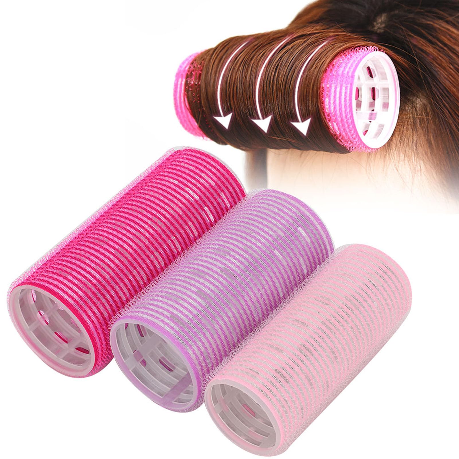 3Pcs Self-Adhesive Hair Rollers for Styling & Curling - Strong Hold Hair Curlers for Women, DIY Salon Quality Hairdressing Tools - Perfect for Home Use, Parties & Professional Styling