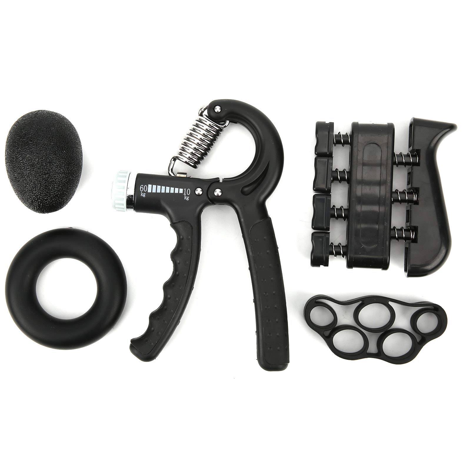 5-Piece Adjustable Grip Strength Trainer Set - Ergonomic Hand & Forearm Exerciser with Finger Stretcher Rings - Perfect for Rehabilitation, Rock Climbing & Strength Training - Improve Grip for Athletes, Climbers & Fitness Enthusiasts