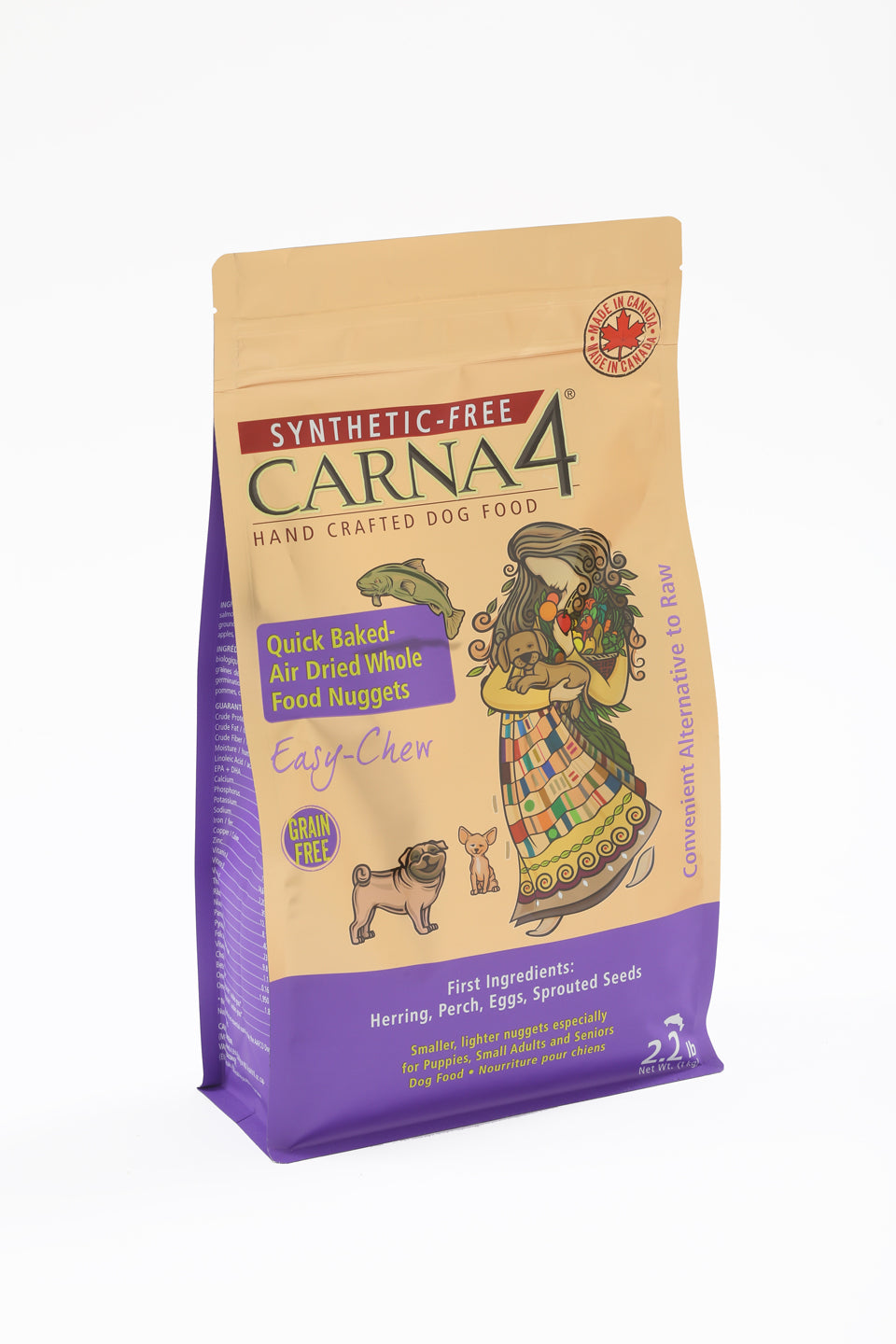 Carna4 Grain-Free Dog Food - Easy Chew Fish Recipe, Synthetic-Free Dry Kibble for Small & Senior Dogs - Perfect for Sensitive Stomachs & Dental Health
