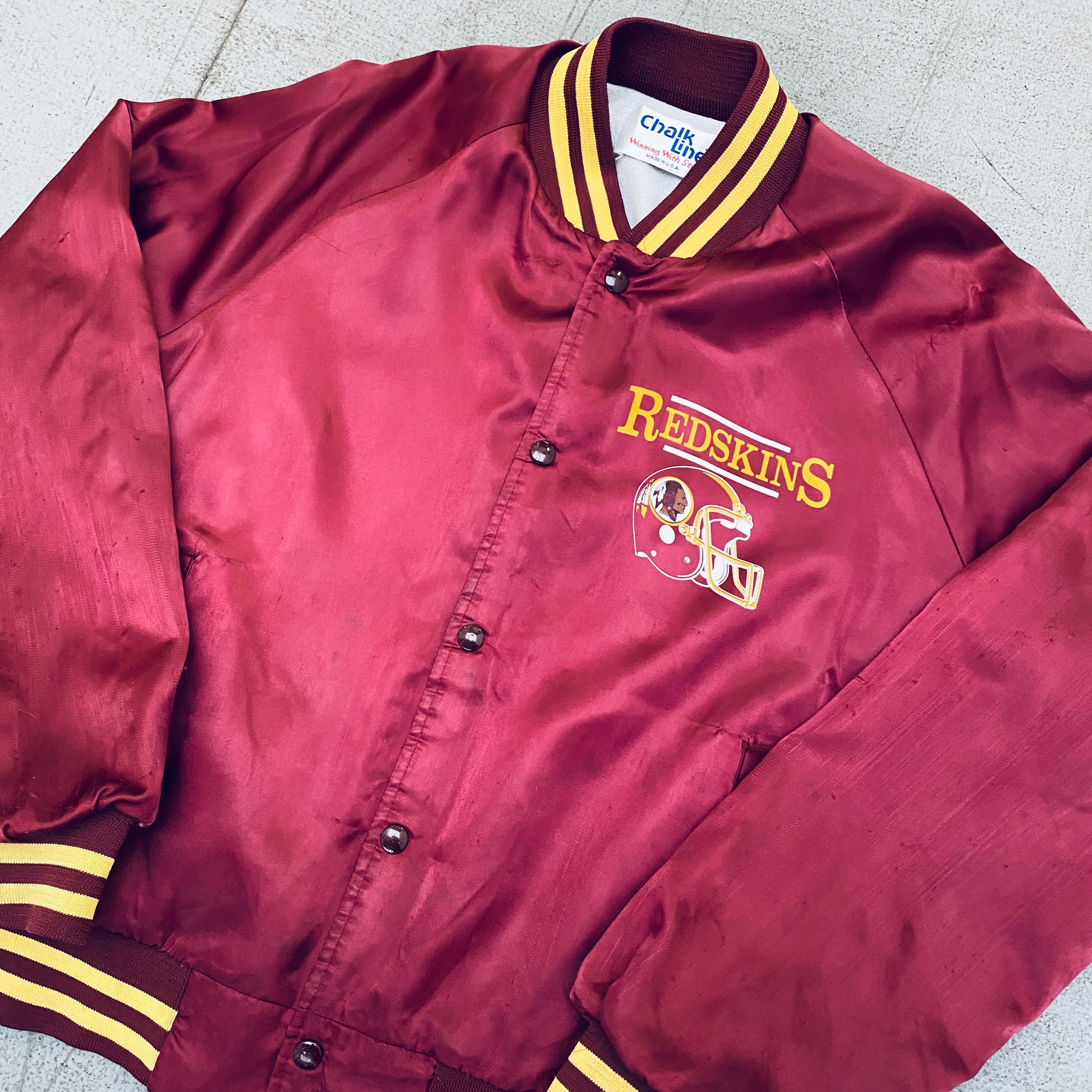 Washington Redskins 1990s Vintage Reverse Spellout Satin Bomber Jacket - Men's Medium - Retro NFL Football Fan Apparel for Game Day & Casual Wear