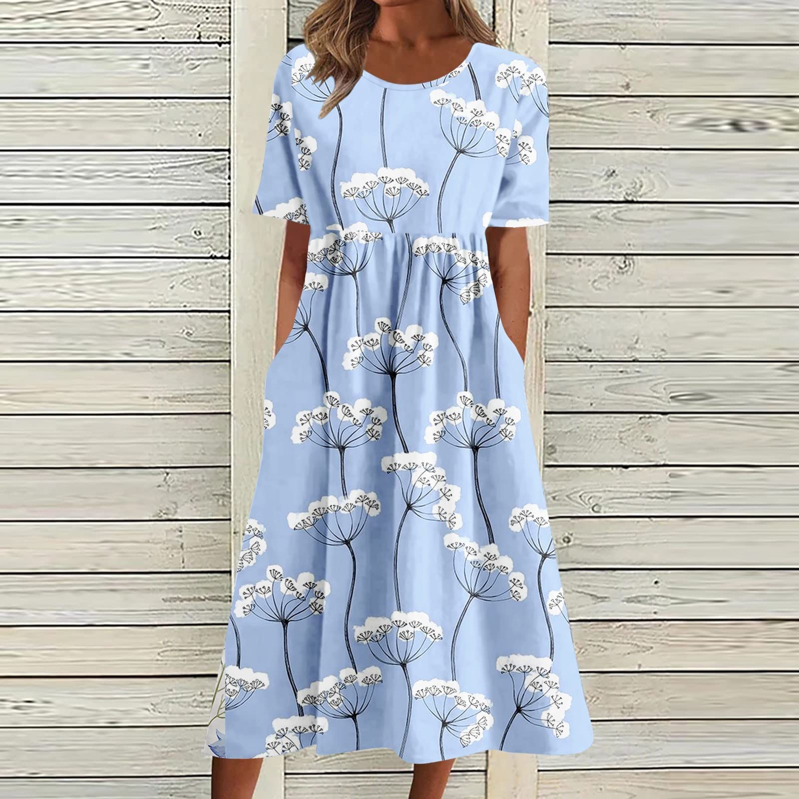 Women's Plus Size Boho Floral Print T-Shirt Dress - Casual Loose Flowy Midi Dress with Pockets for Summer 2025 | Perfect for Beach Outings, Music Festivals and Everyday Comfort Wear