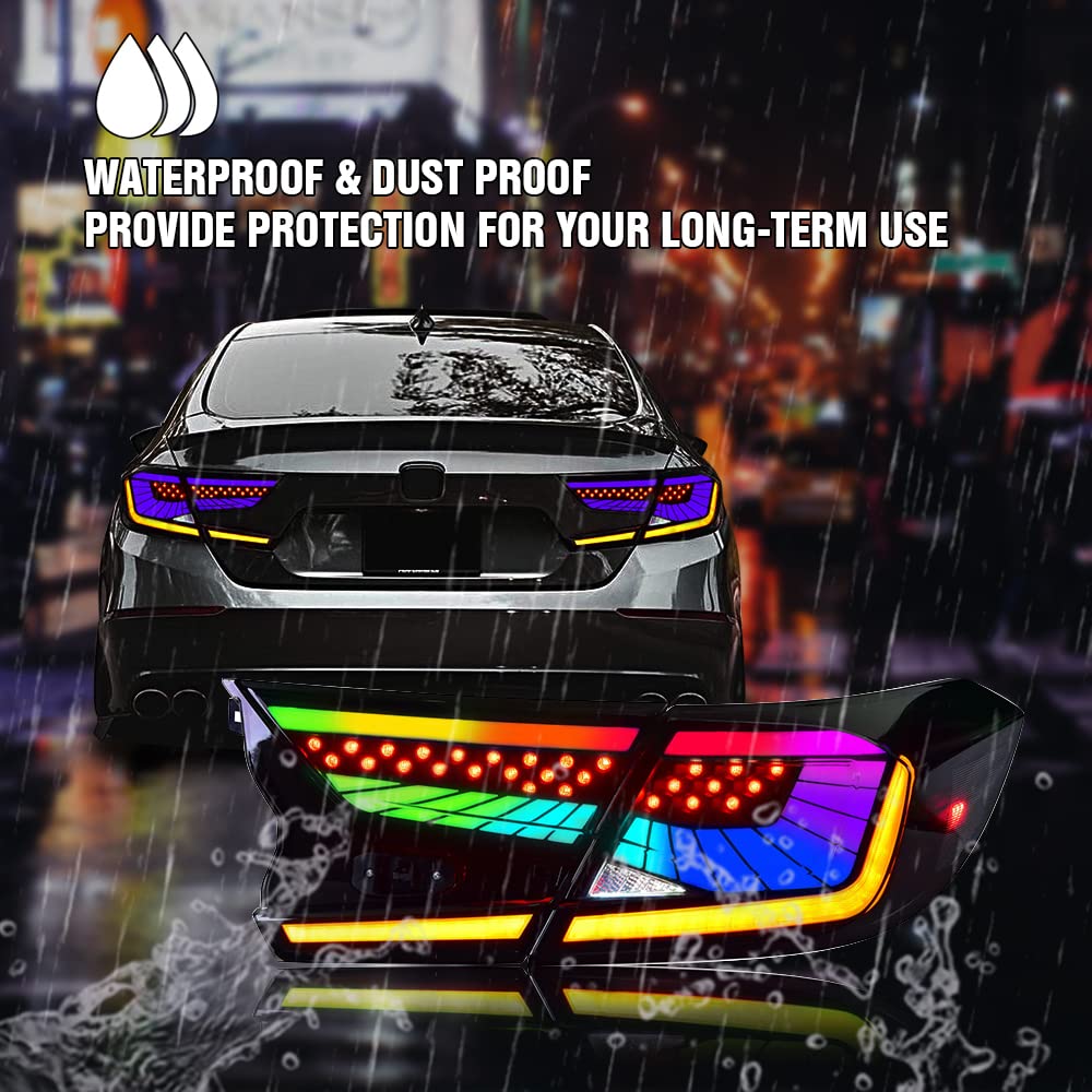 2018-2022 Honda Accord Tail Lights - Sequential LED Rear Light Assembly Compatible with EX/EX-L/LX/Sport/Touring/Hybrid Models | 10th Gen Custom Replacement Accessories (Starry Sky Red) | Enhanced Night Visibility & Style Upgrade for Daily Driving & Car Shows