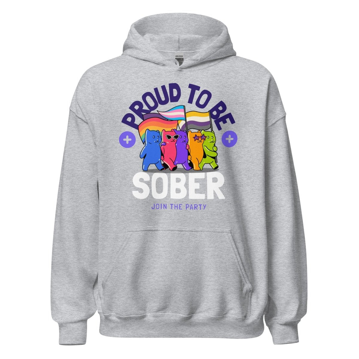 Proud to Be Sober Unisex Hoodie - Rainbow Resilience Collection | Motivational Sobriety Apparel for Recovery & Support Groups