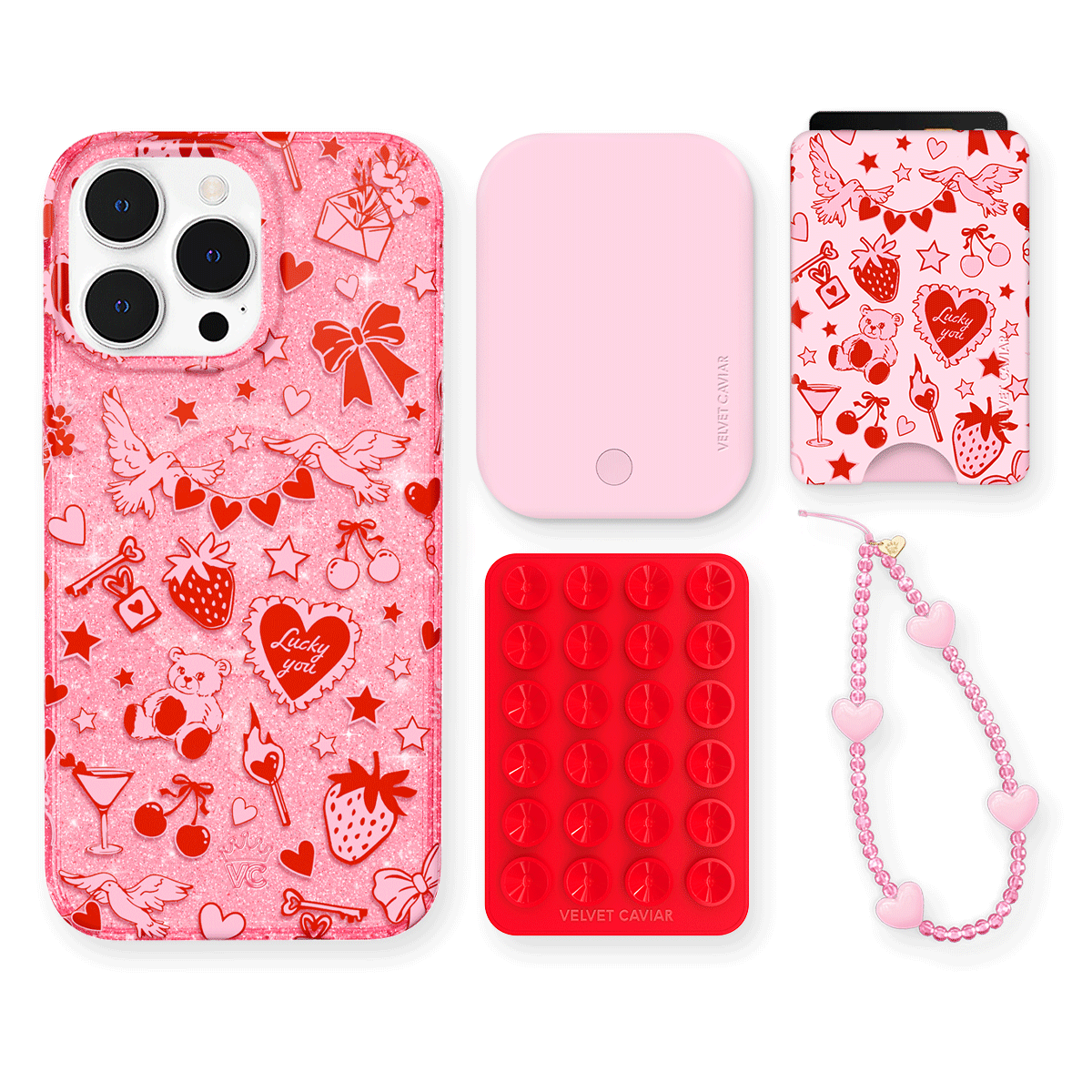 Be Mine Glitter iPhone Case with Wallet - Stylish & Functional Phone Accessory for Women - Perfect for Parties, Travel & Everyday Use