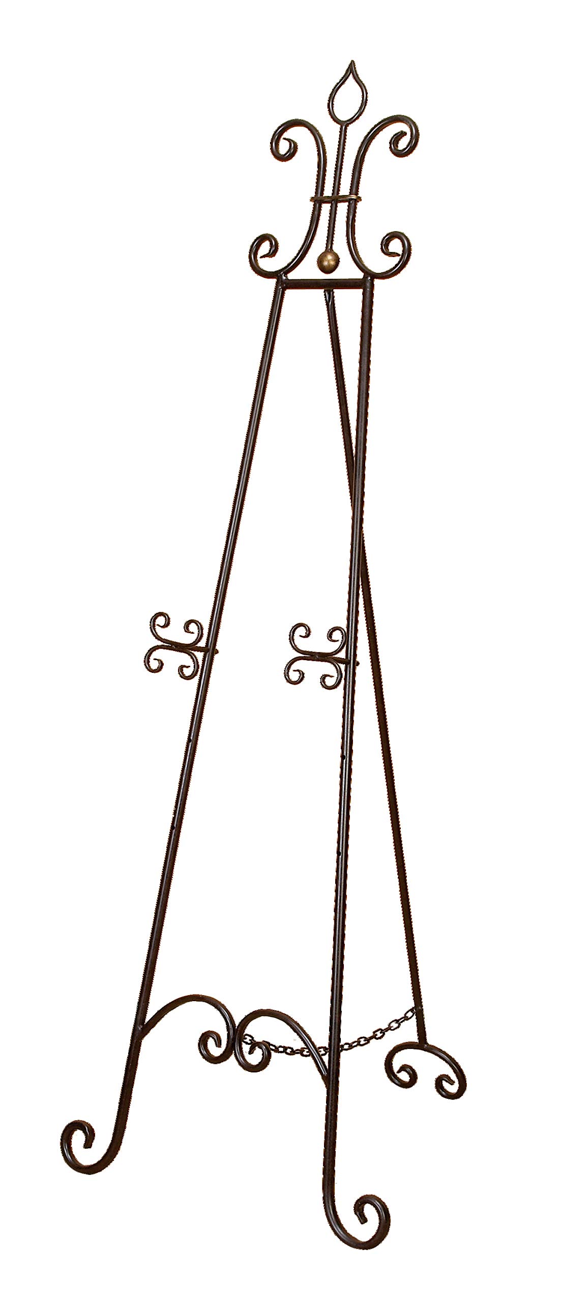 Deco 79 Extra Large Black Metal Scroll Adjustable Display Stand Easel with Chain Support - 23