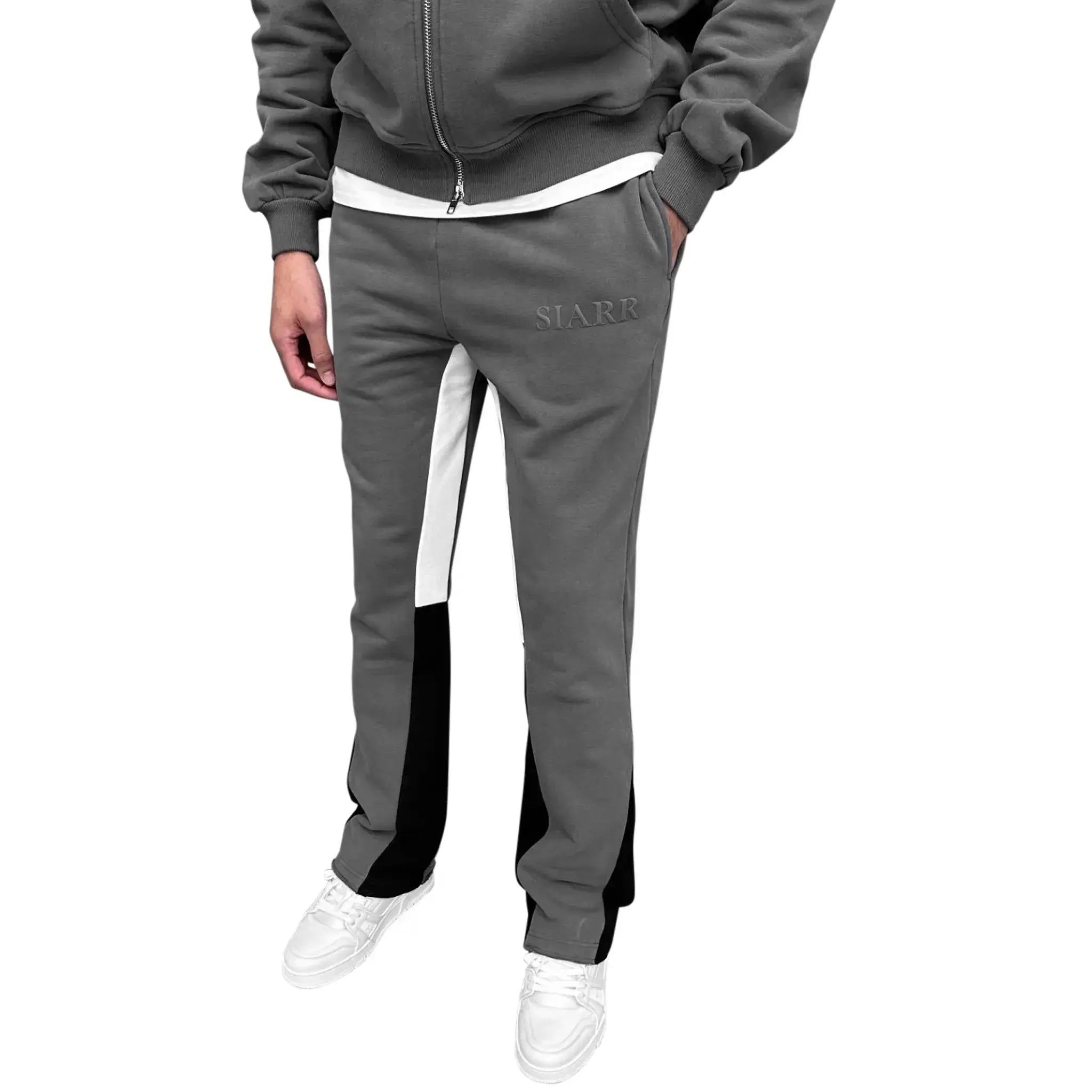 SIARR Dark Grey Flared Joggers for Women - High Waisted Yoga Pants with Pockets - Comfortable Lounge Pants for Running, Workout & Casual Wear