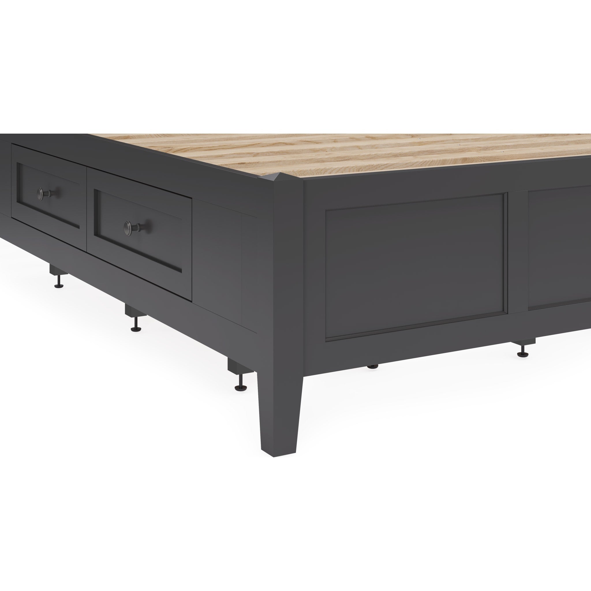 Grace 4-Drawer Storage Bed Frame with Platform Base - Raven Black - Space-Saving Bedroom Furniture for Small Apartments & Dorm Rooms