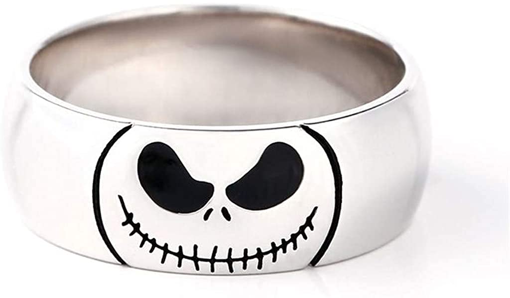 Jeulia Jack Skellington & Sally Sterling Silver Couple Rings Set – 925 Silver Matching Promise Bands for Women & Men, Halloween Jewelry, Anniversary Gift for Him & Her with Gift Box – Perfect for Halloween Costumes, Couple Date Nights & Romantic Gifts