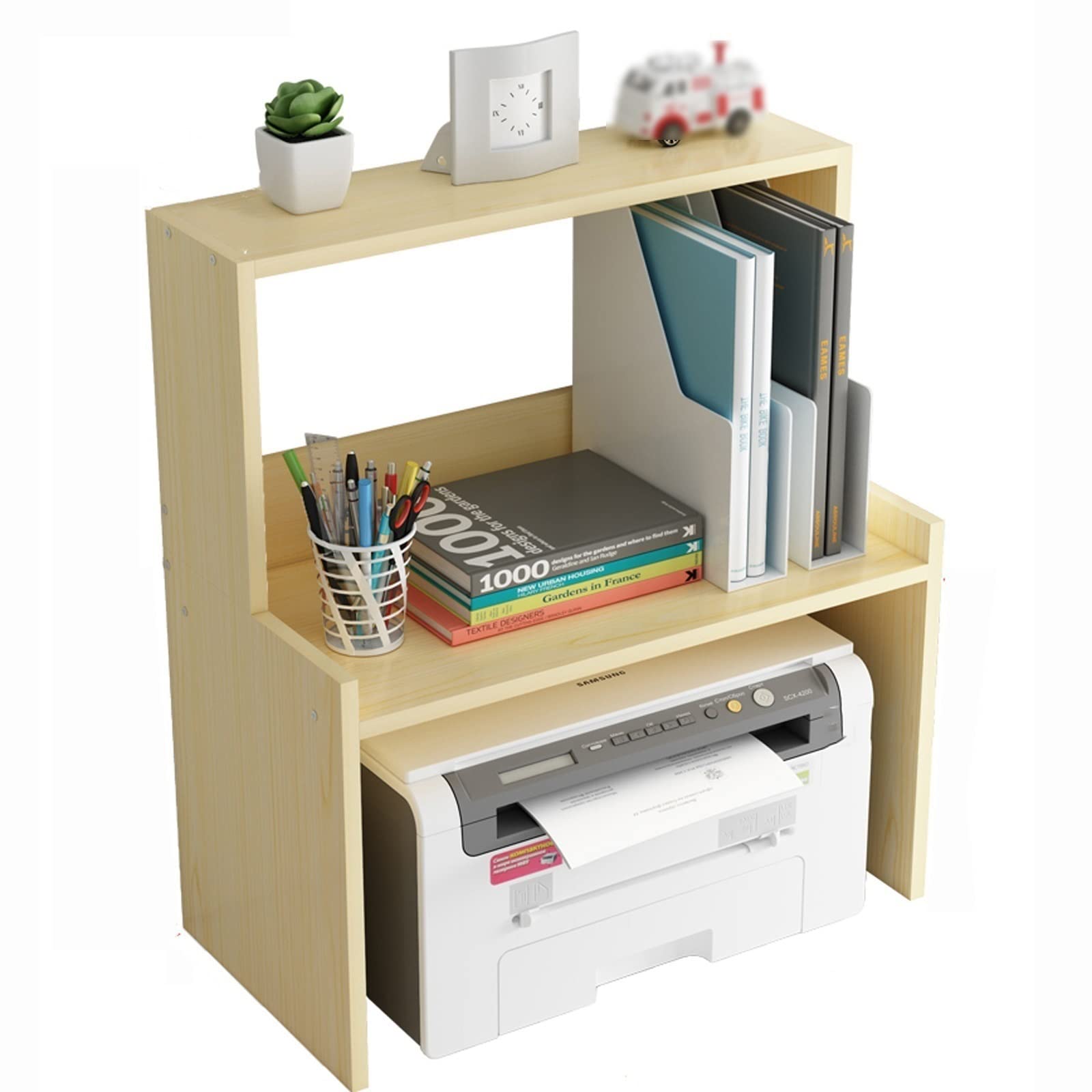 3-Tier Printer Stand with Storage - Vertical Desk Organizer for Home & Office - Holds Fax Machine, Scanner & Supplies - Black (Perfect for Small Spaces & Clutter-Free Workspaces)