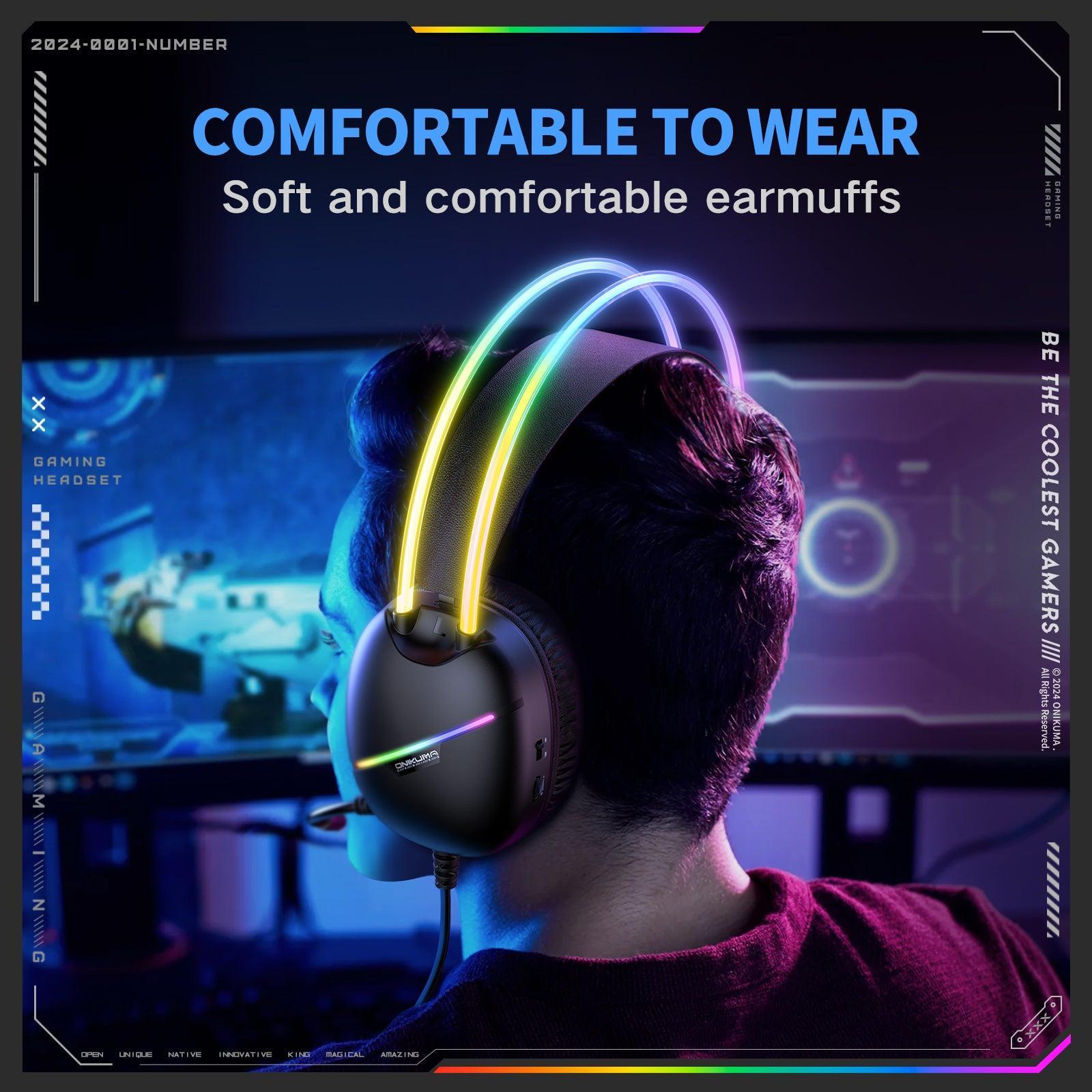 ONIKUMA X33 Gaming Headset with Microphone - Wired USB/3.5mm Noise Cancelling Headphones for PC, PS4, PS5, Xbox, Switch, Mobile - Comfortable Over-Ear Design for Long Gaming Sessions, Streaming & Online Classes