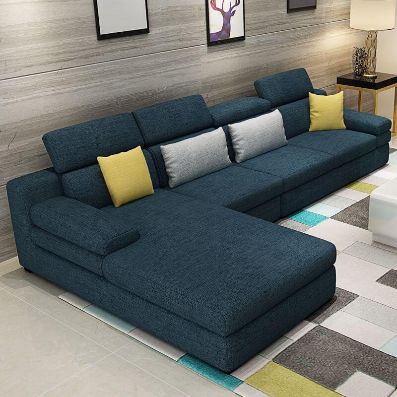 L-Shaped Sectional Sofa with Left-Facing Chaise - Standard Foam Cushions, Adjustable Headrest & Hidden Support - Perfect for Living Room, Home Theater or Family Room