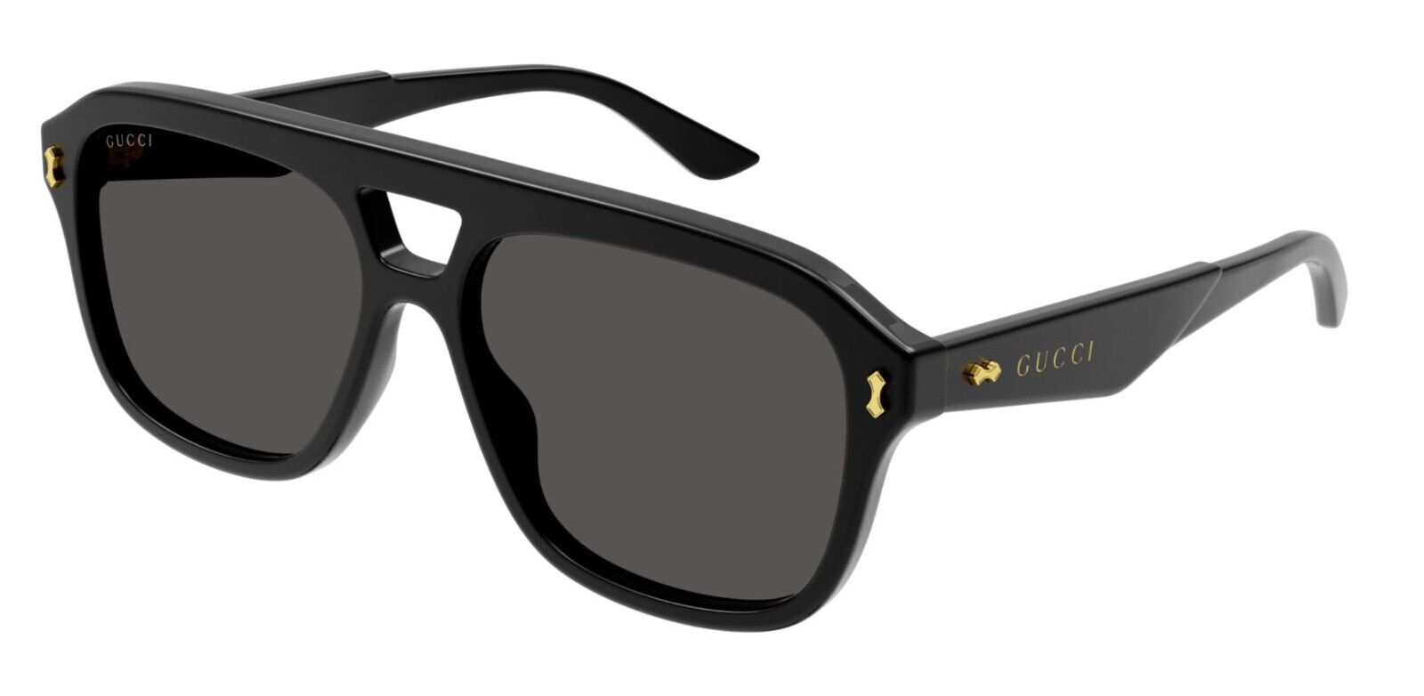 Gucci GG1263S 001 Black/Grey Teardrop Sunglasses for Men - Polarized UV Protection - Luxury Aviator Style - Perfect for Driving, Travel & Outdoor Activities