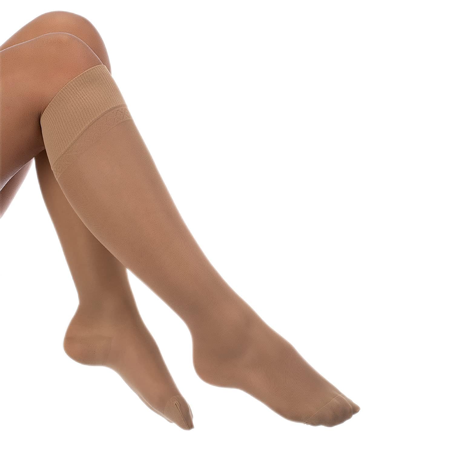 Women's 8-15 mmHg Compression Stockings 70 Denier - Improve Circulation for Travel, Work & Pregnancy