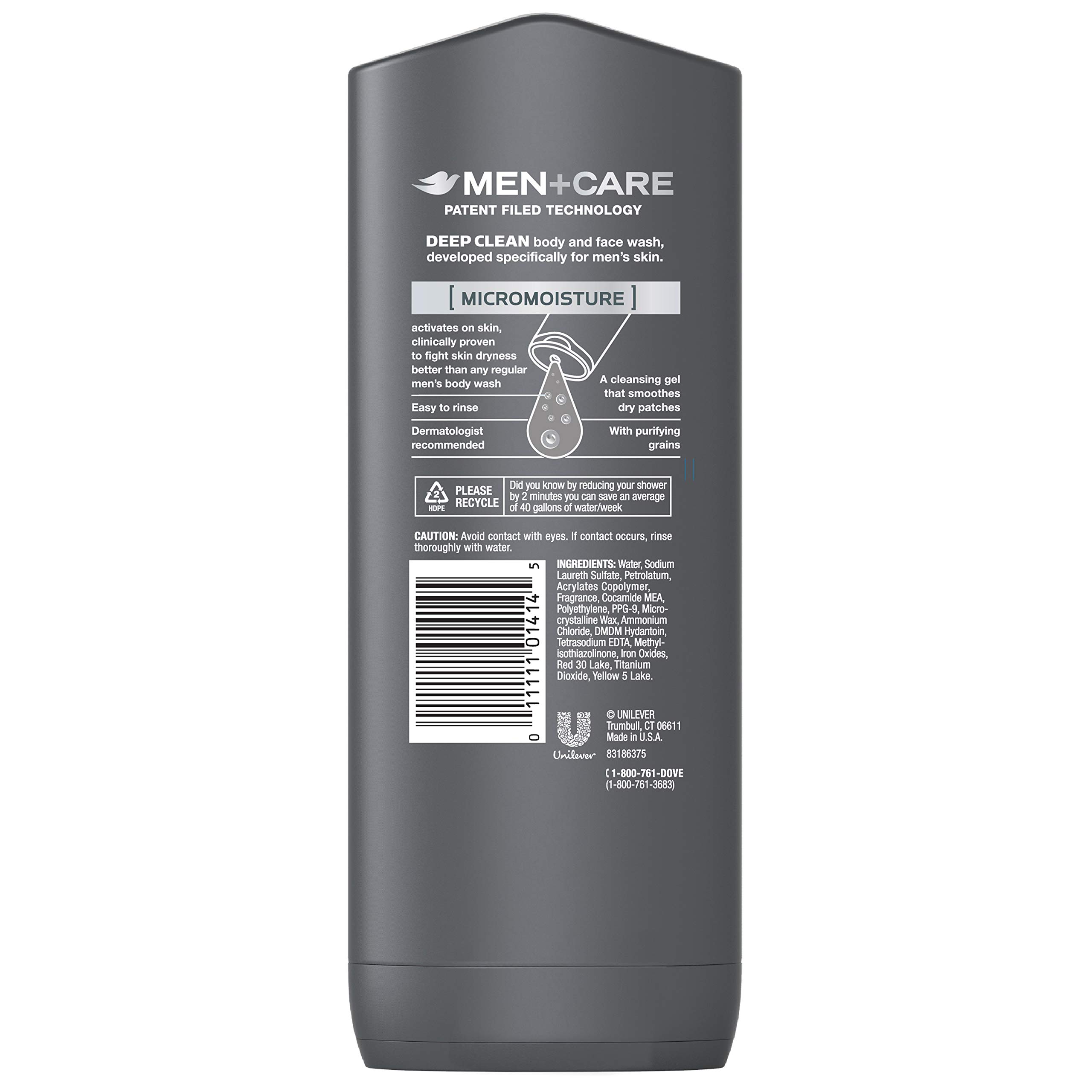 Dove Men+Care Body and Face Wash for Men - Deep Clean Hydrating Shower Gel, 13.5 oz - Refreshing Daily Cleanser for Face & Body - Perfect for Gym, Workout & Post-Shave Care