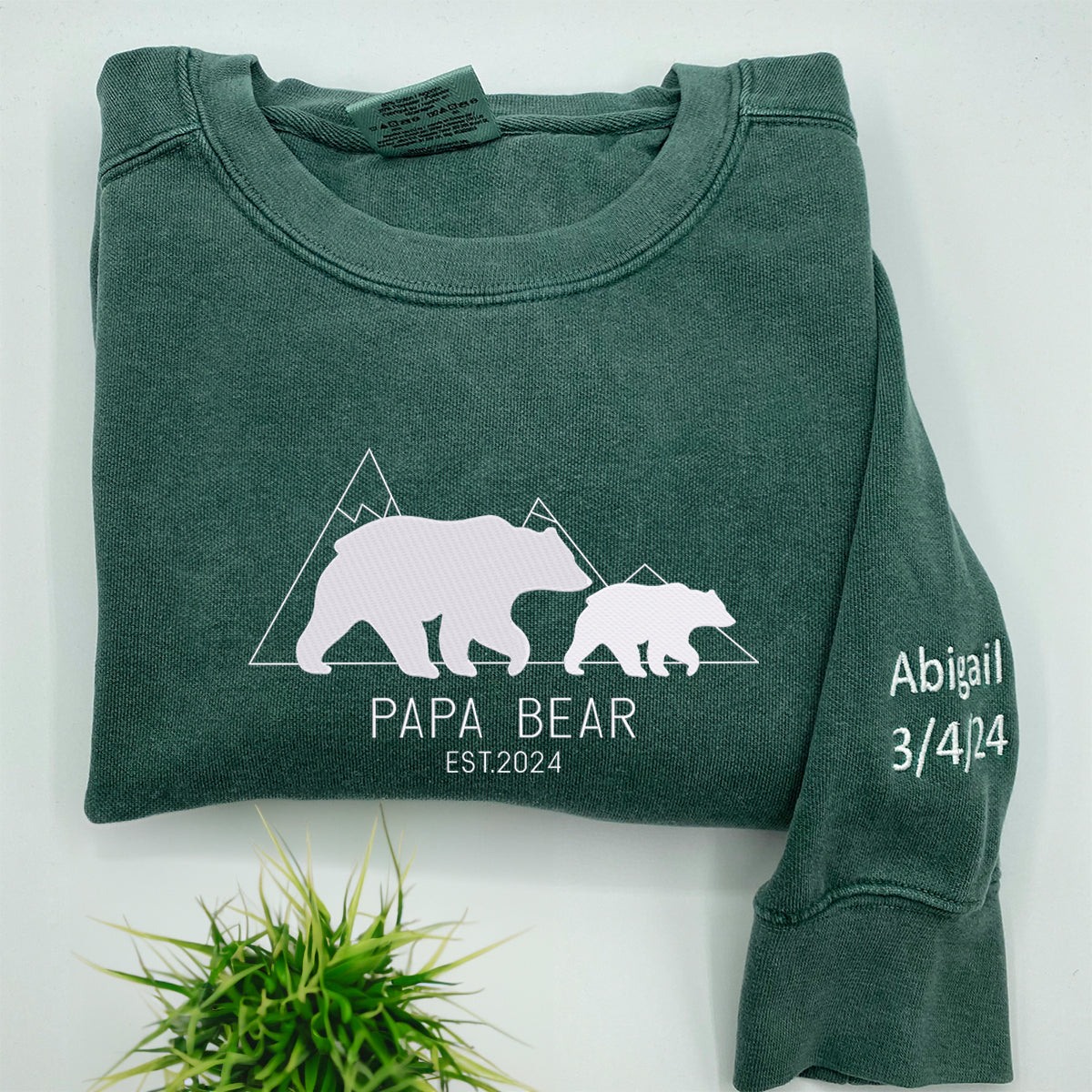 Custom Comfort Color® Embroidered Papa Bear T-Shirt - Soft Cotton Casual Wear for Dads, Gifts & Family Outings