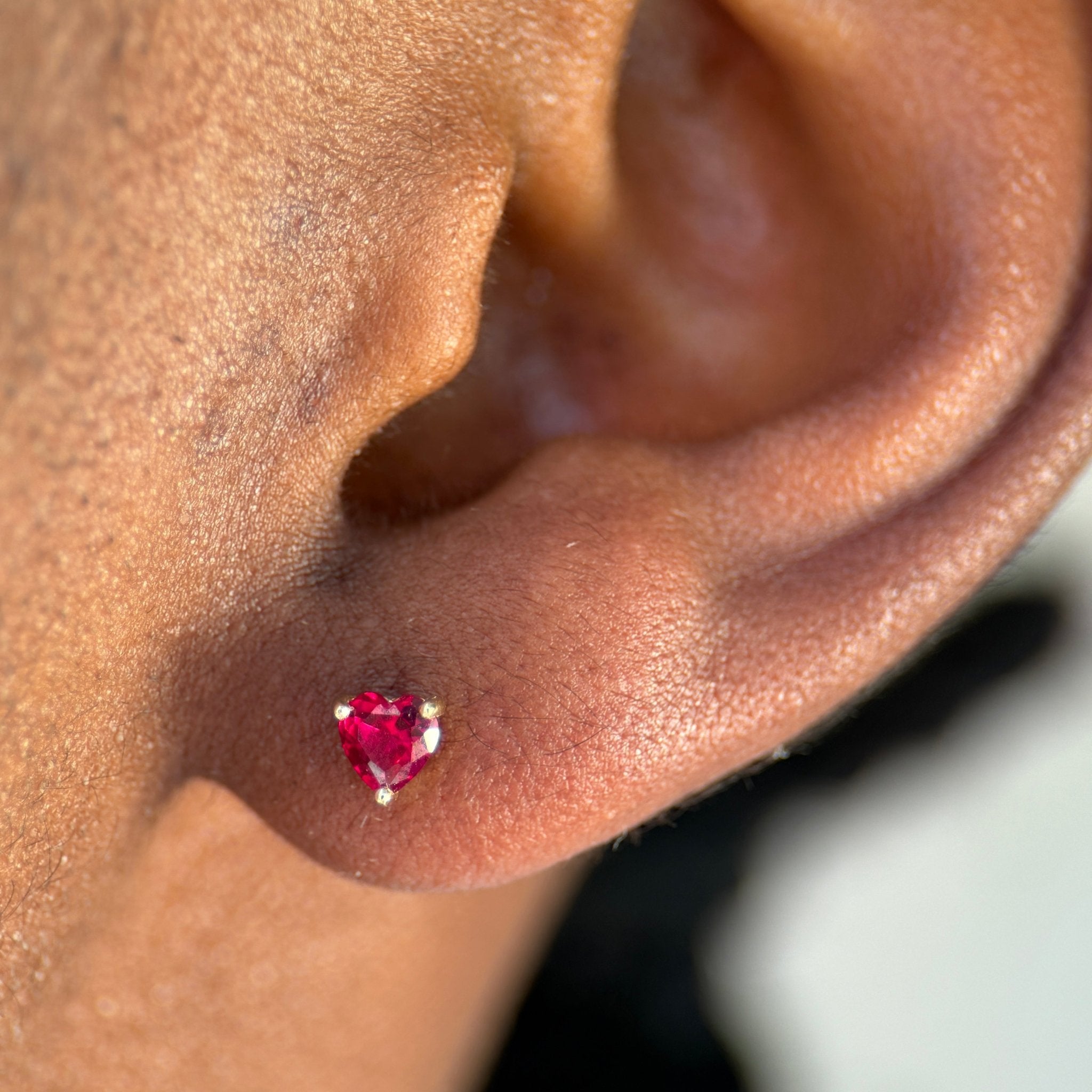14k Yellow Gold Ruby Heart Stud Earrings for Women - Dainty & Elegant Jewelry Gift for Valentine's Day, Anniversary or Birthday
