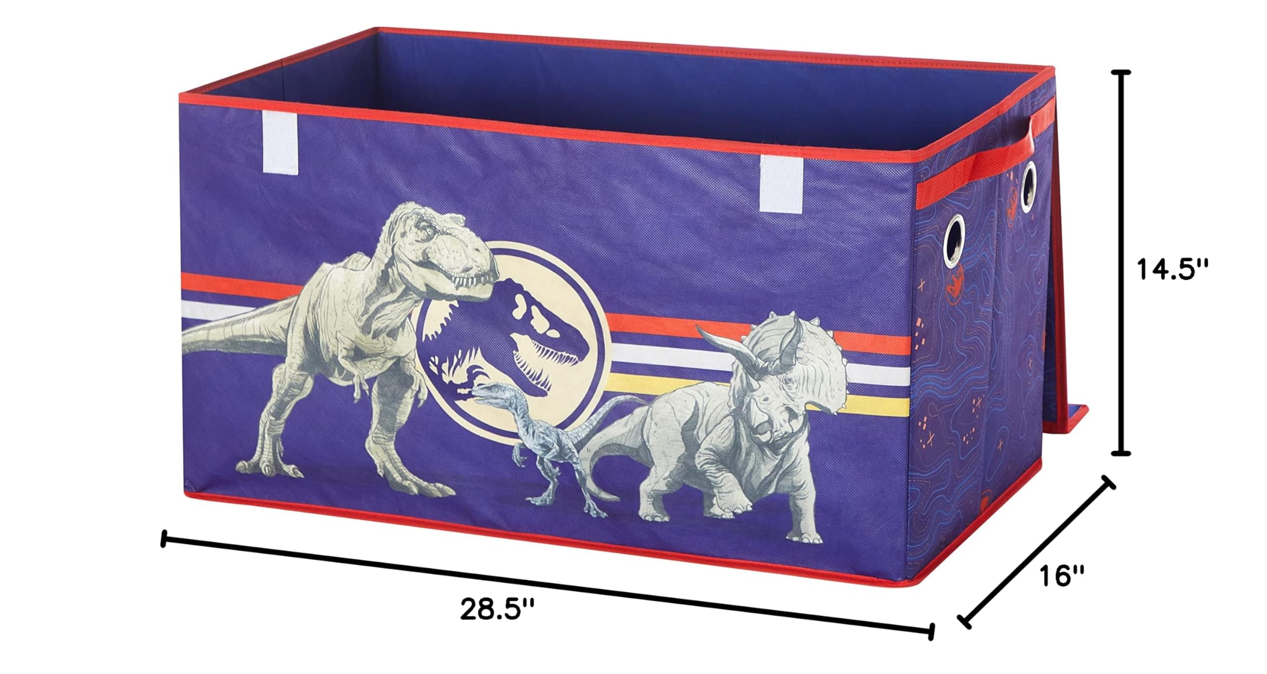 Jurassic World Dinosaur Collapsible Toy Storage Trunk for Kids - Durable Soft-Lid Organizer Bin 28.5x14.5x16 Inches - Perfect for Bedroom, Playroom & Toy Organization