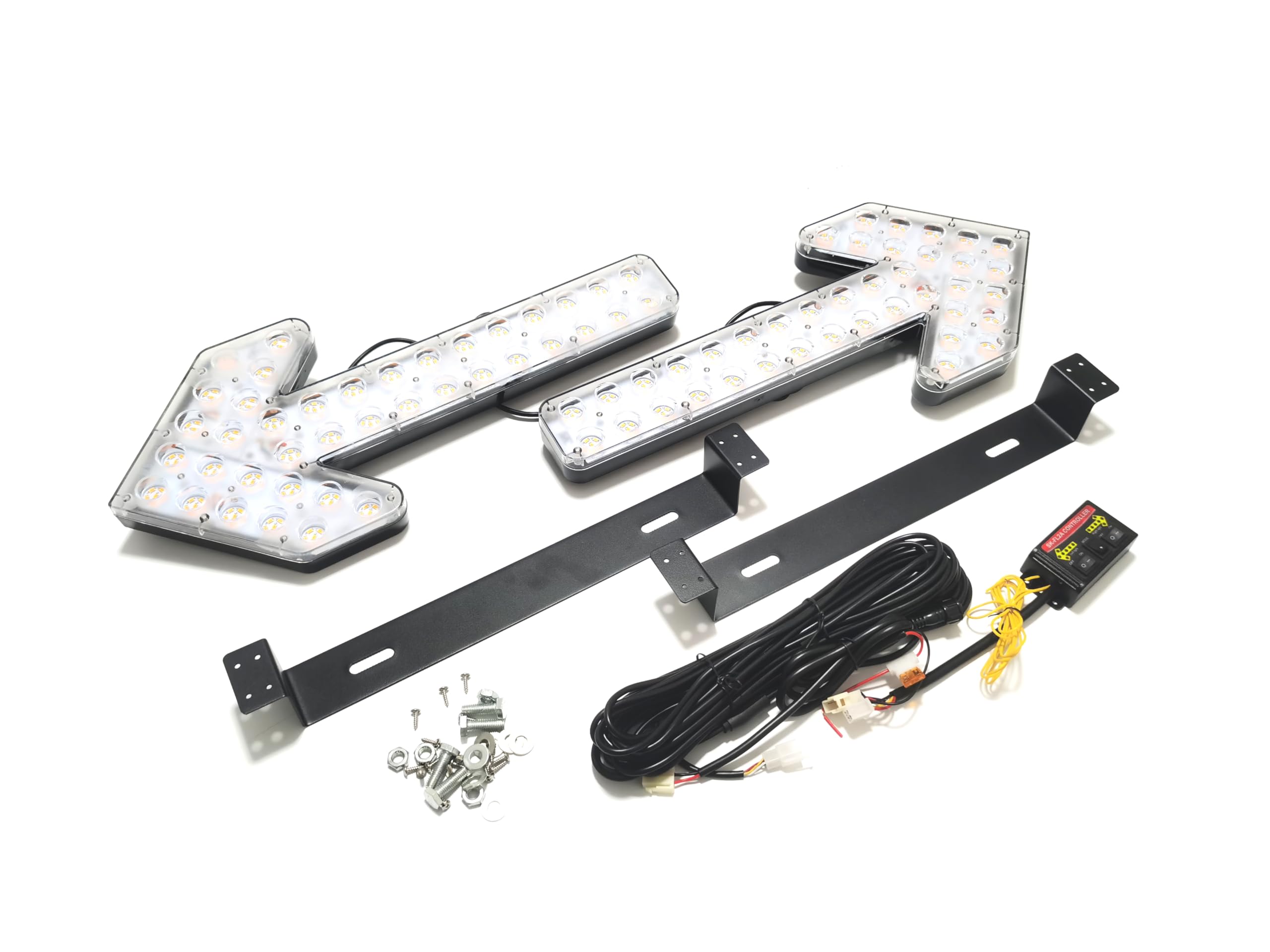 12V-24V Waterproof Amber/White LED Arrow Signal Light for Trucks, Sweepers, Construction Vehicles & Wreckers - Heavy Duty Pilot Light Bar for Work Vehicles, Safety Warning & Roadside Assistance