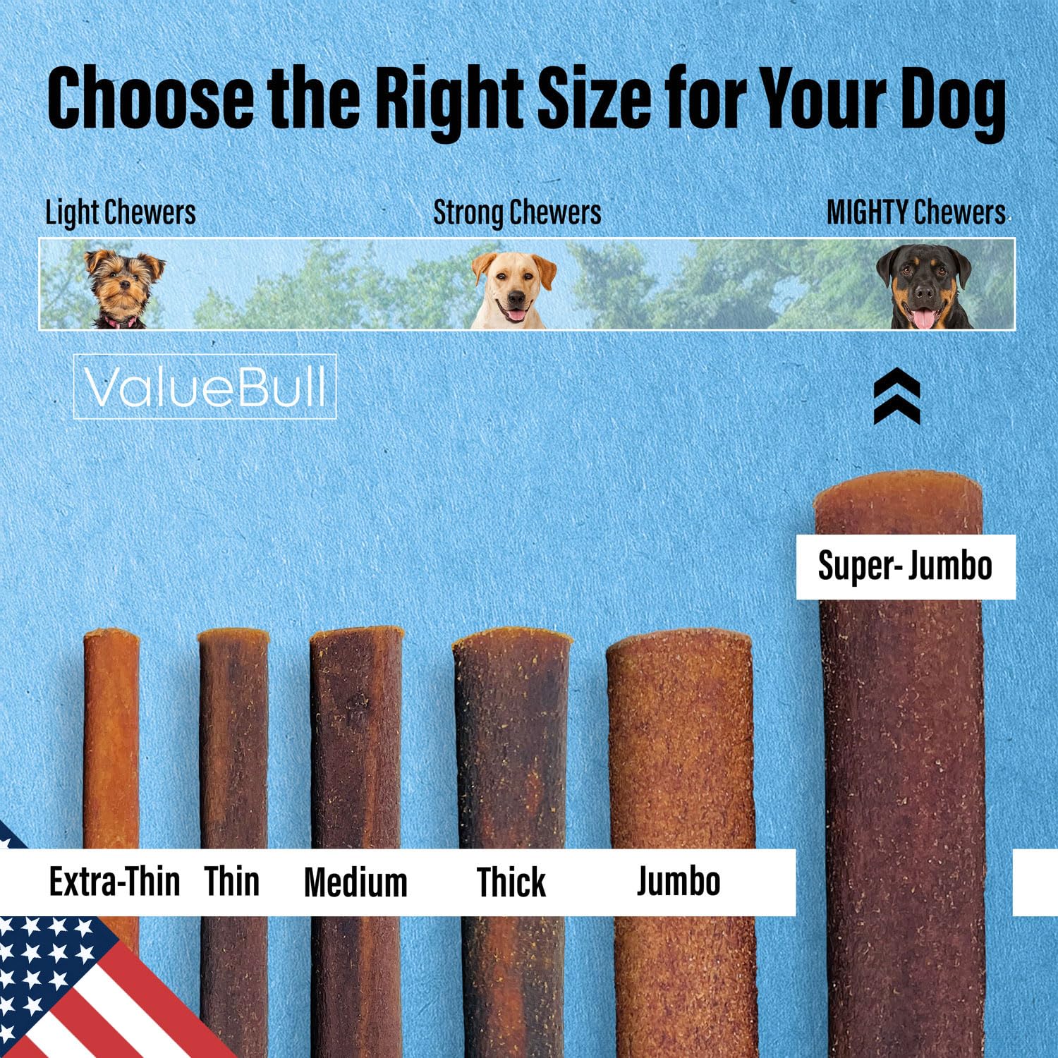 ValueBull USA 6-Inch Collagen Sticks for Dogs - Natural Single Ingredient Chew Treats, Healthy Alternative to Bully Sticks & Rawhide (10 Count) - Supports Hip & Joint Health, Skin & Coat Care - Perfect for Training, Teething, and Long-Lasting Chewing Fun