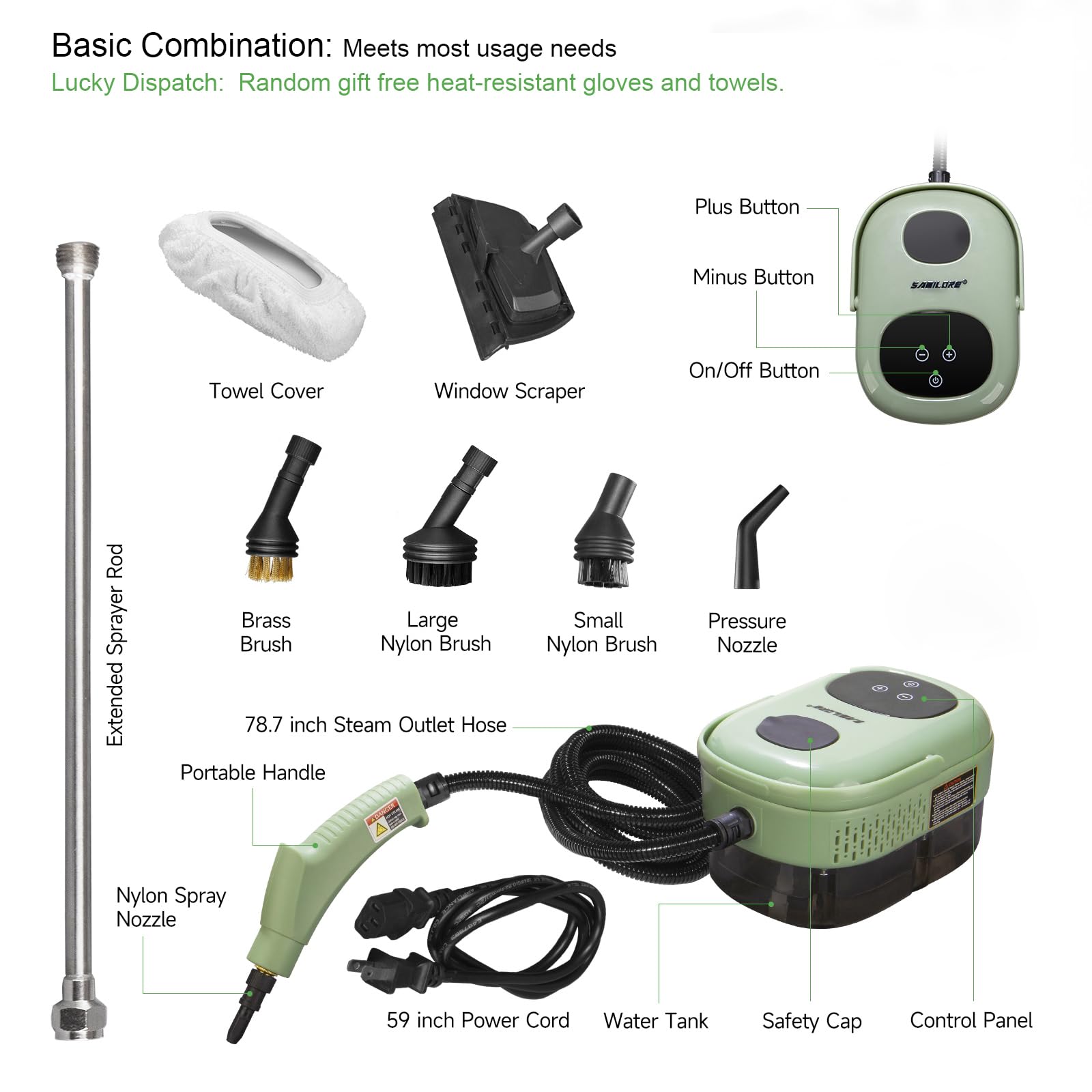 Portable Handheld Steam Cleaner for Upholstery, Carpet, Couch & Mattress - Multipurpose Steamer Machine for Home, Car Detailing & Kitchen Floors Cleaning (Model HD-1701) | Perfect for Deep Cleaning Stains, Sanitizing Surfaces & Refreshing Fabrics