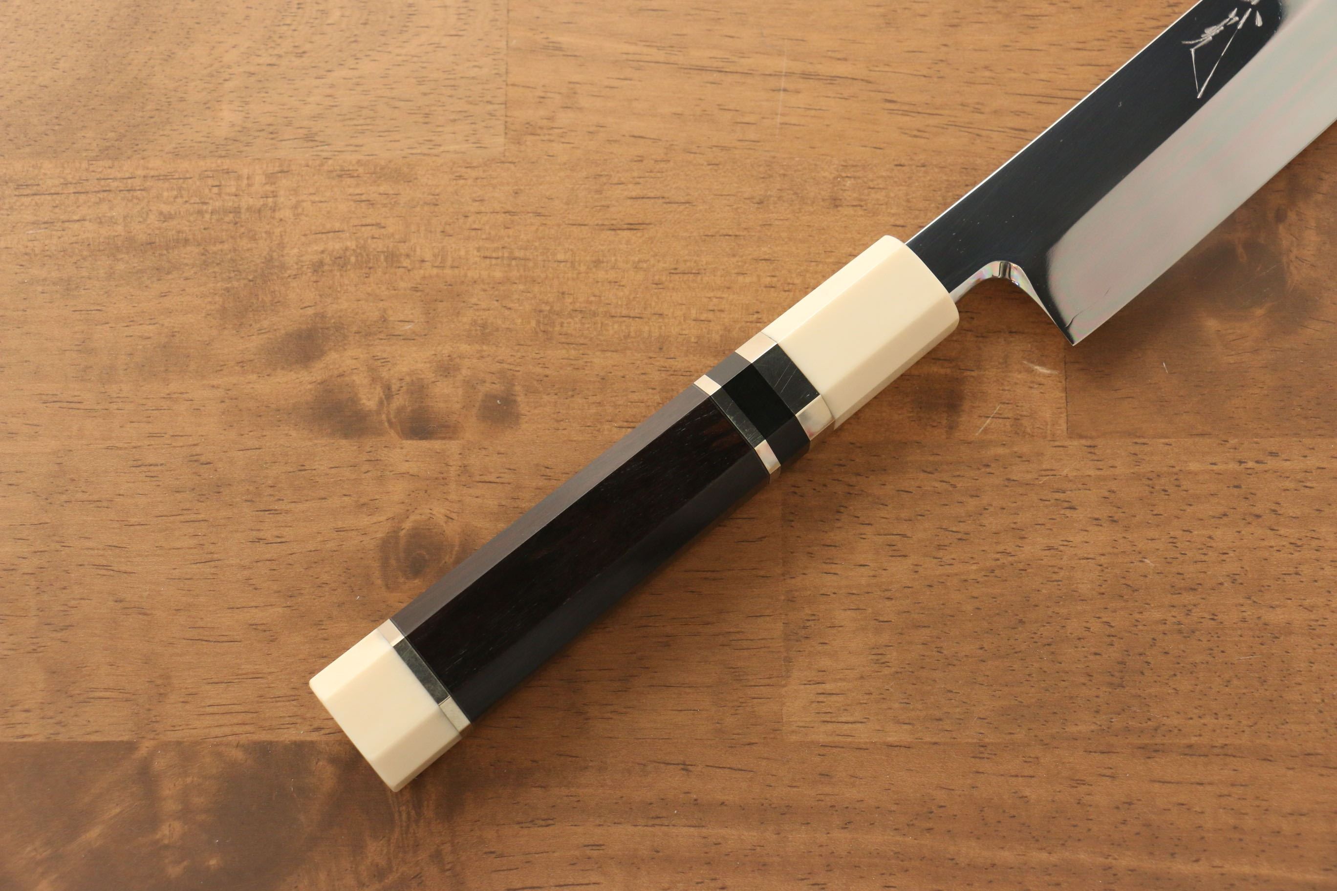 Premium Jikko Silver Steel No.3 Sakimaru Yanagiba 360mm Japanese Sushi Knife - Ebony Wood Handle with Decorative Ring - Perfect for Sushi Chefs & Japanese Cuisine Preparation